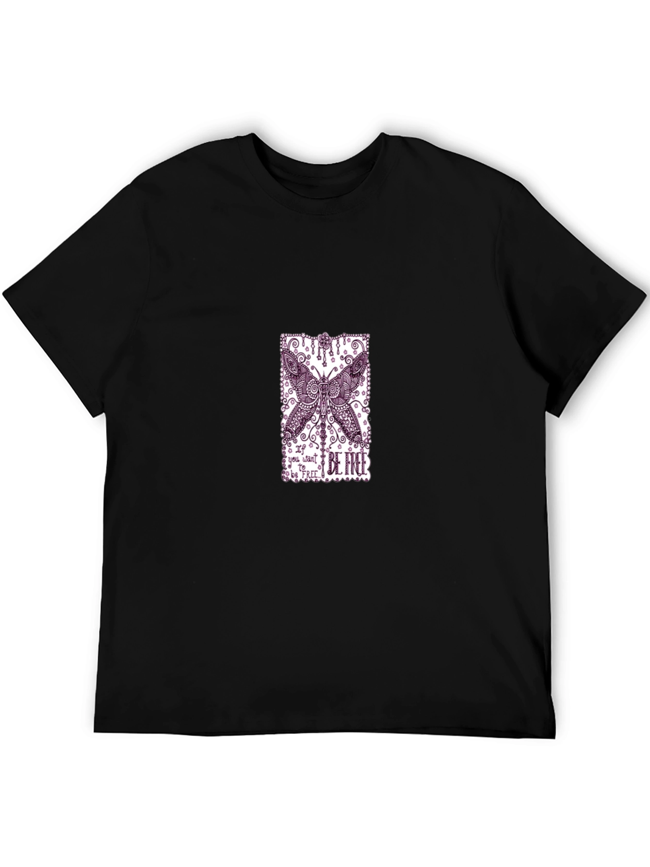 Butterfly Graphic Black Tee - Be Free