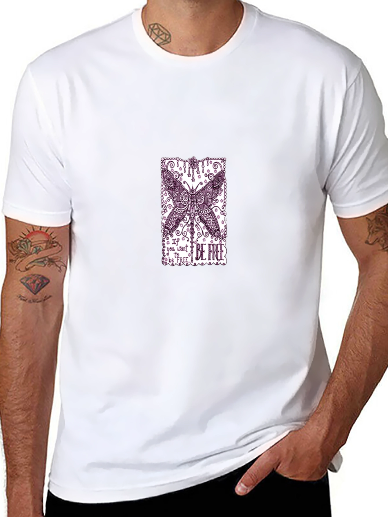 Butterfly Graphic Black Tee - Be Free