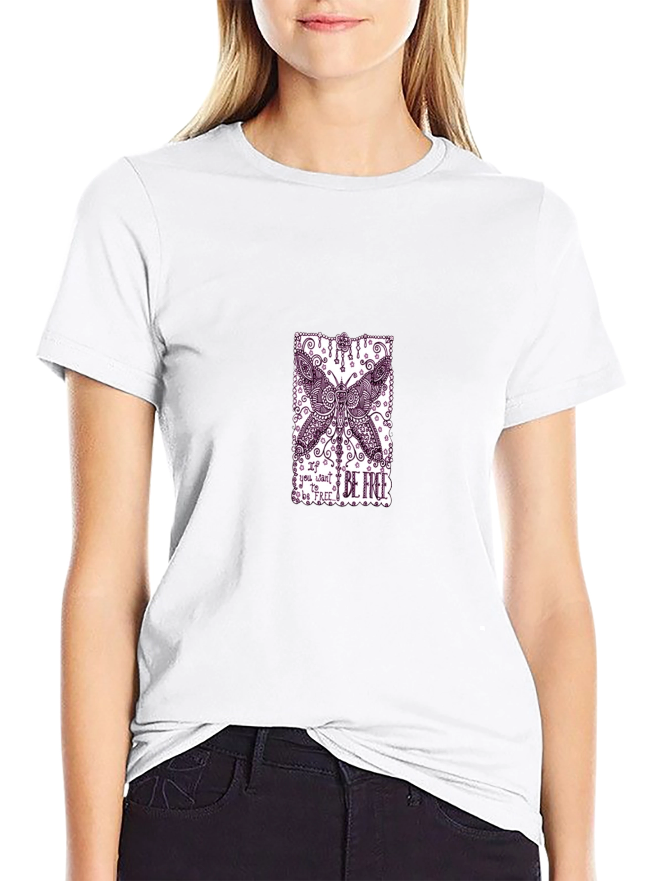 Butterfly Graphic Black Tee - Be Free
