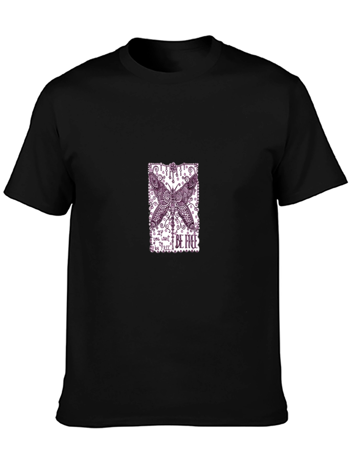 Butterfly Graphic Black Tee - Be Free