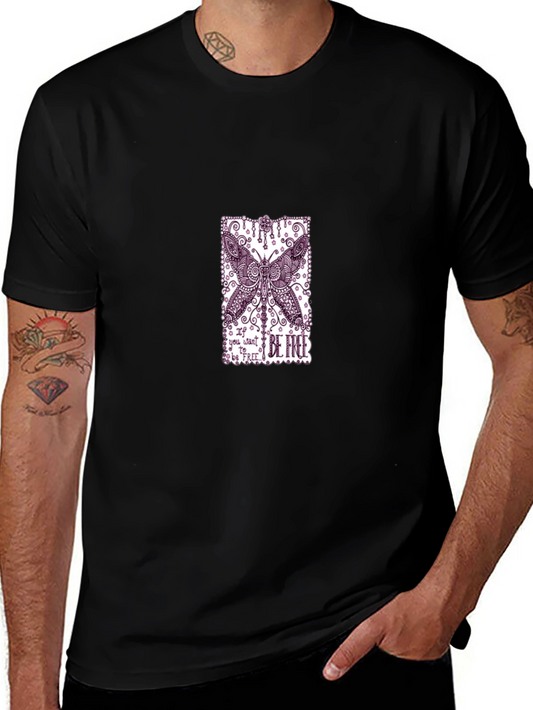 Butterfly Graphic Black Tee - Be Free