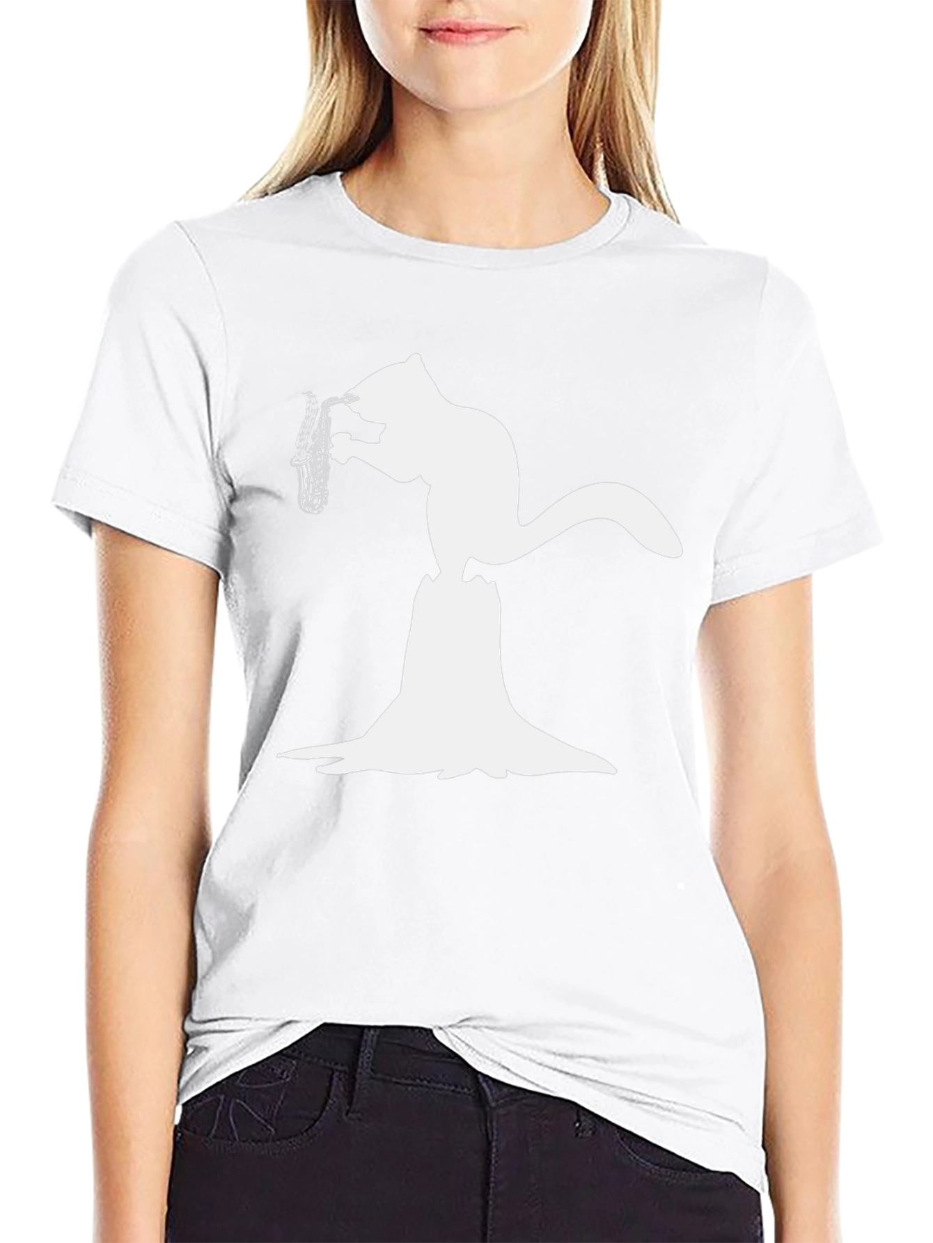 Saxophone Squirrel Black T-Shirt