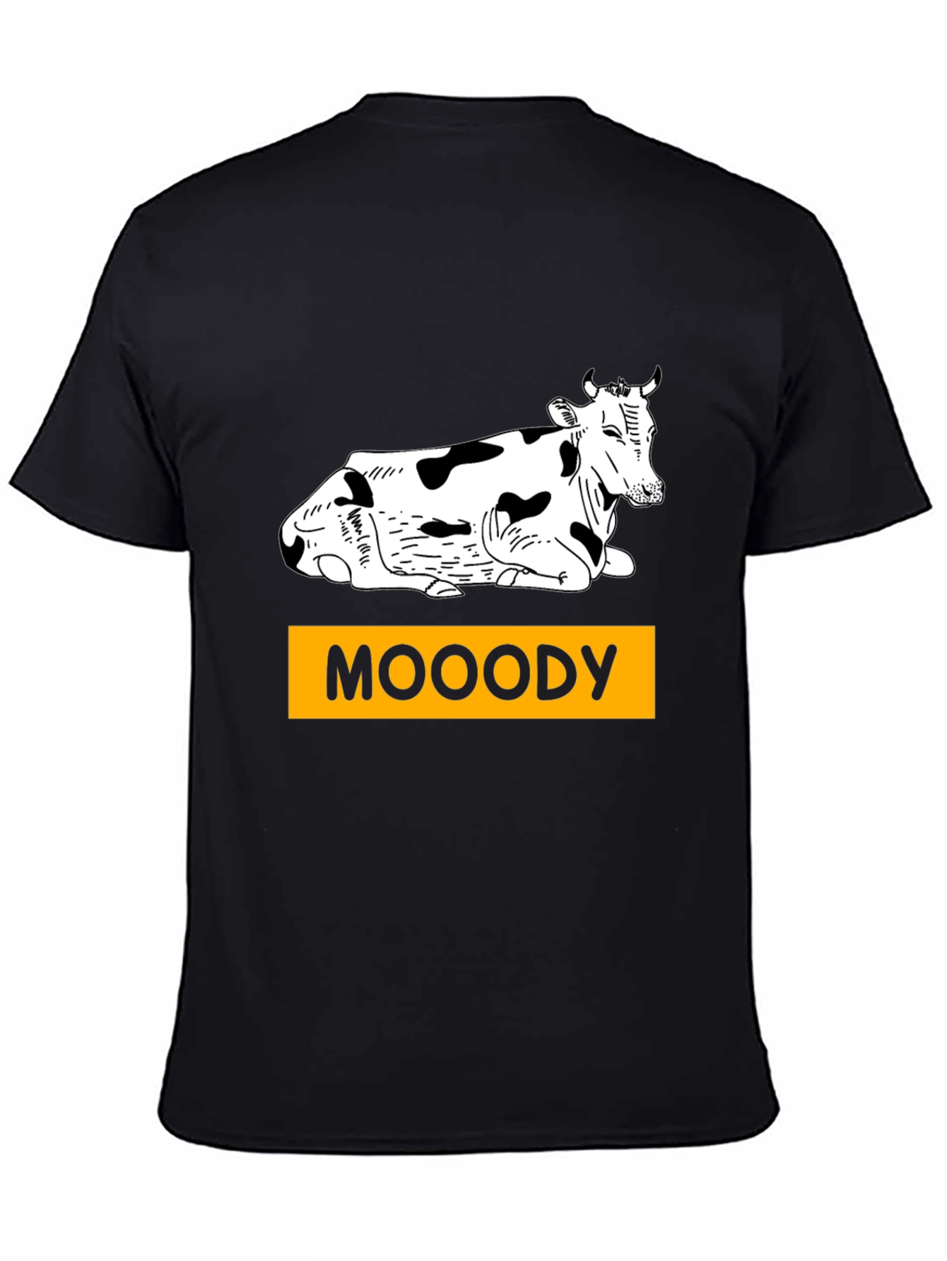Moody Cow Graphic T-Shirt - Black Casual Wear
