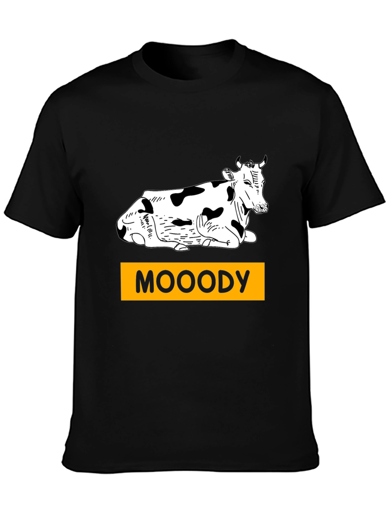 Moody Cow Graphic T-Shirt - Black Casual Wear