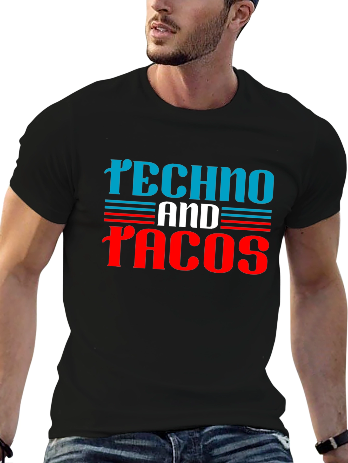 Techno and Tacos Graphic Tee - Black