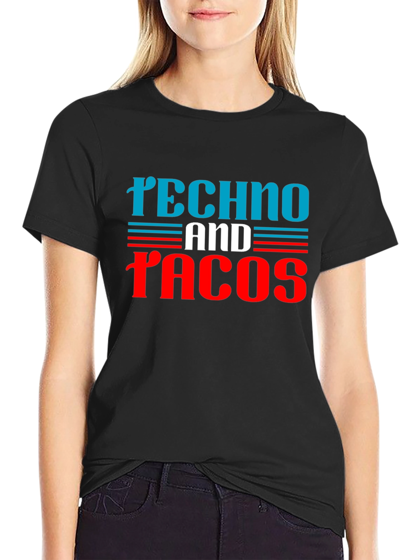 Techno and Tacos Graphic Tee - Black