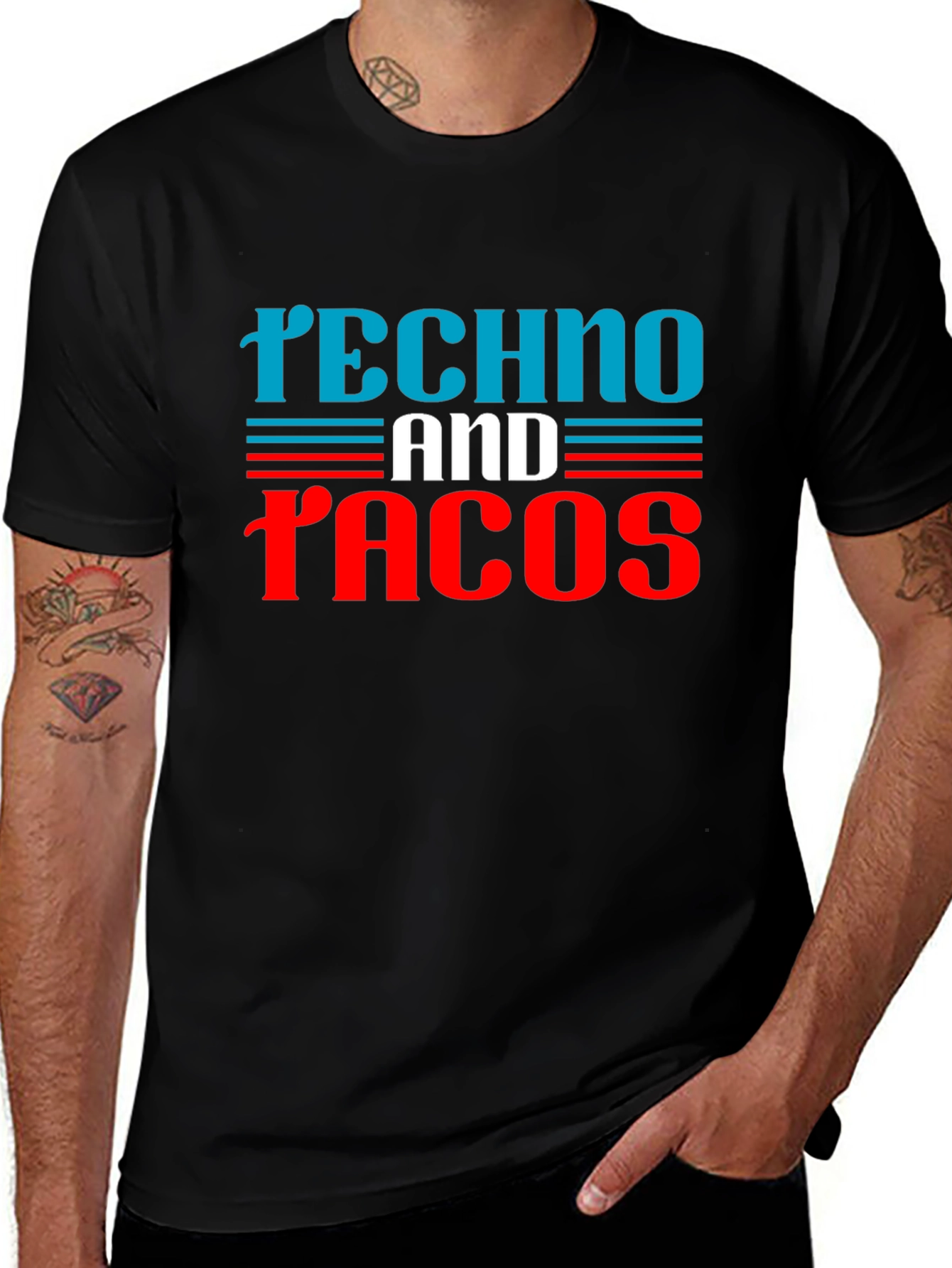 Techno and Tacos Graphic Tee - Black