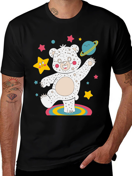 Dancing Space Bear Black Graphic Tee