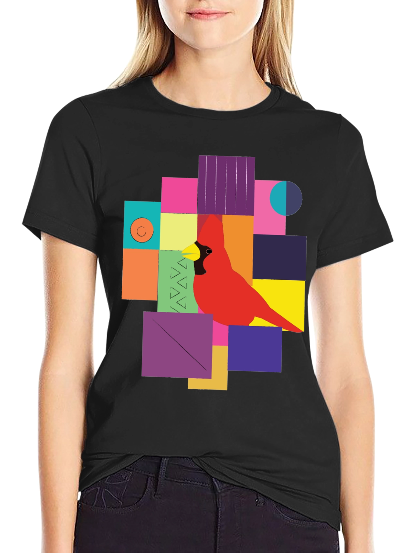 Geometric Bird Graphic Tee - Modern Art T-Shirt