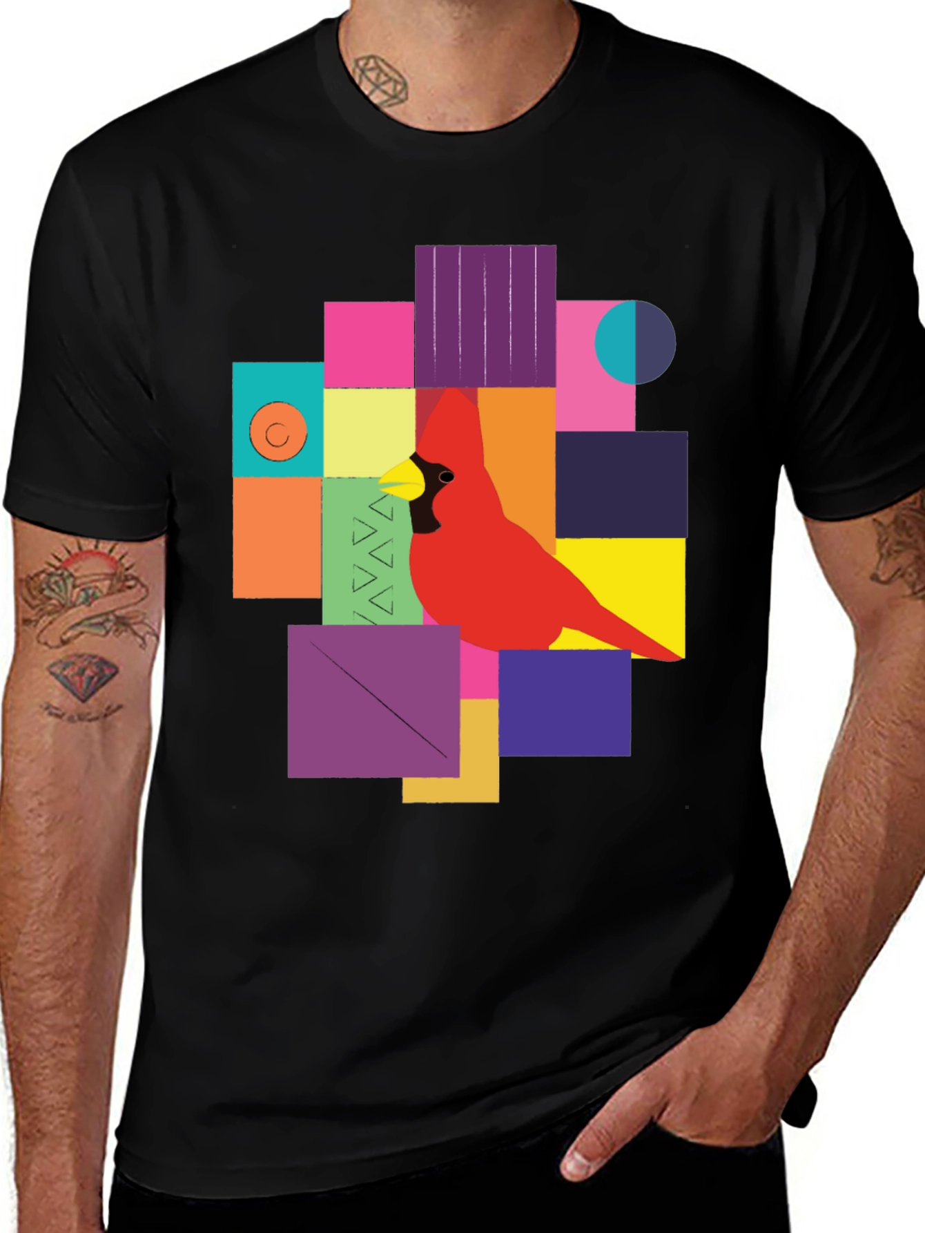 Geometric Bird Graphic Tee - Modern Art T-Shirt