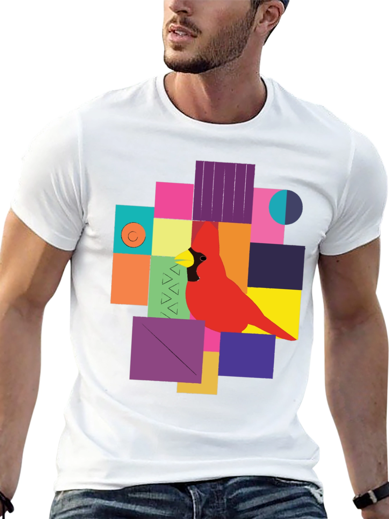 Geometric Bird Graphic Tee - Modern Art T-Shirt