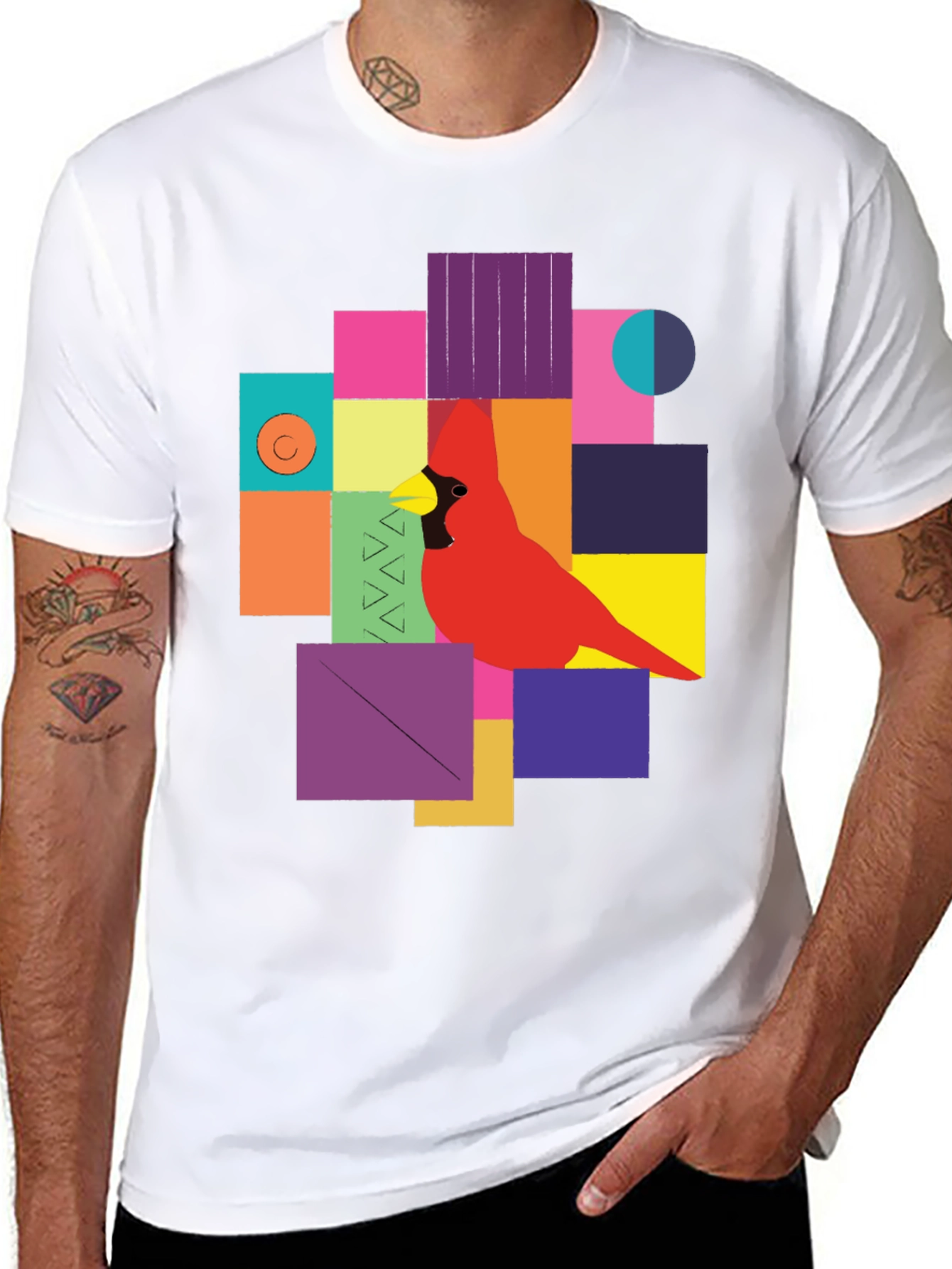 Geometric Bird Graphic Tee - Modern Art T-Shirt