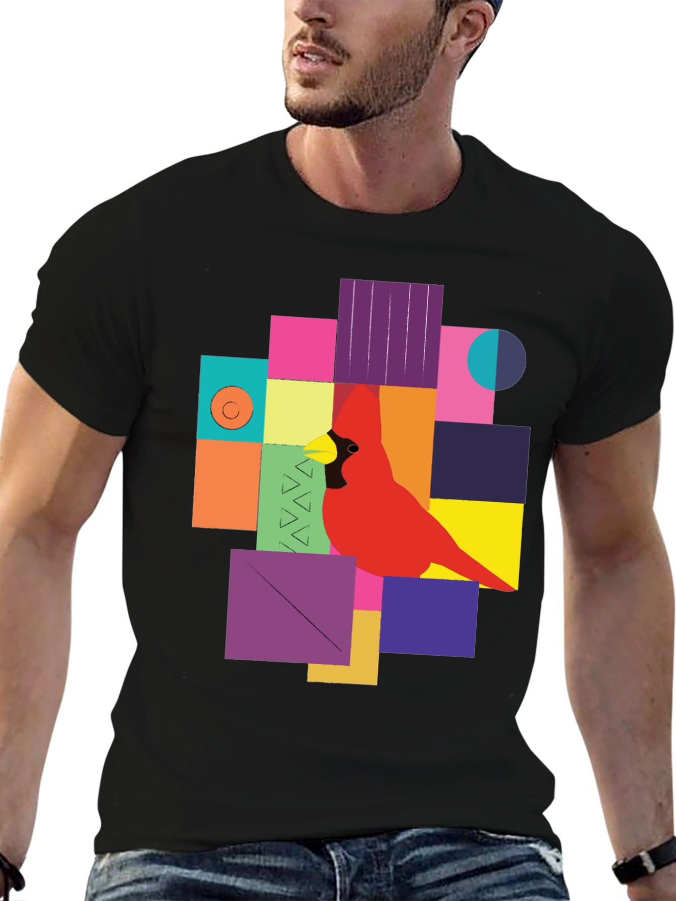 Geometric Bird Graphic Tee - Modern Art T-Shirt