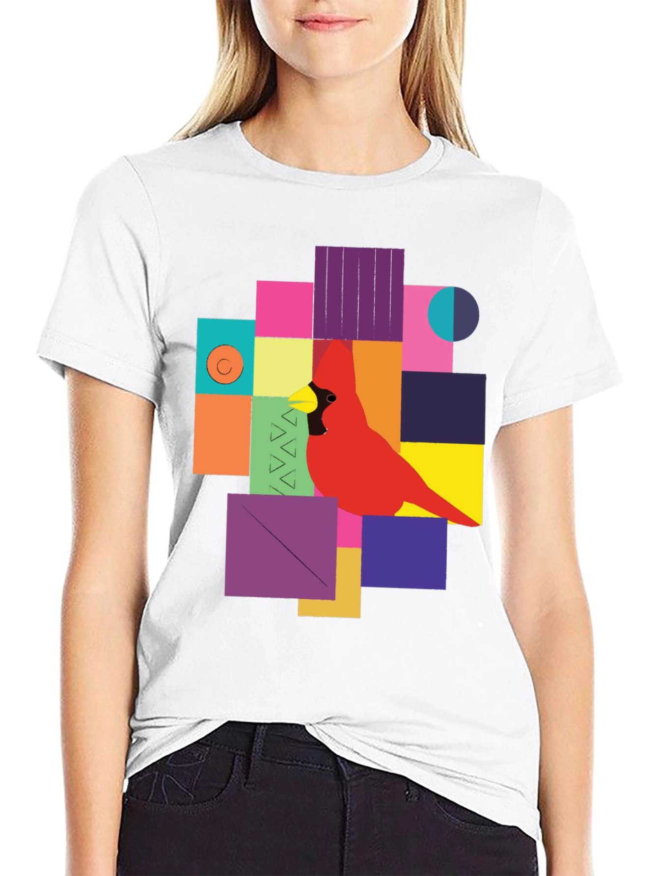 Geometric Bird Graphic Tee - Modern Art T-Shirt
