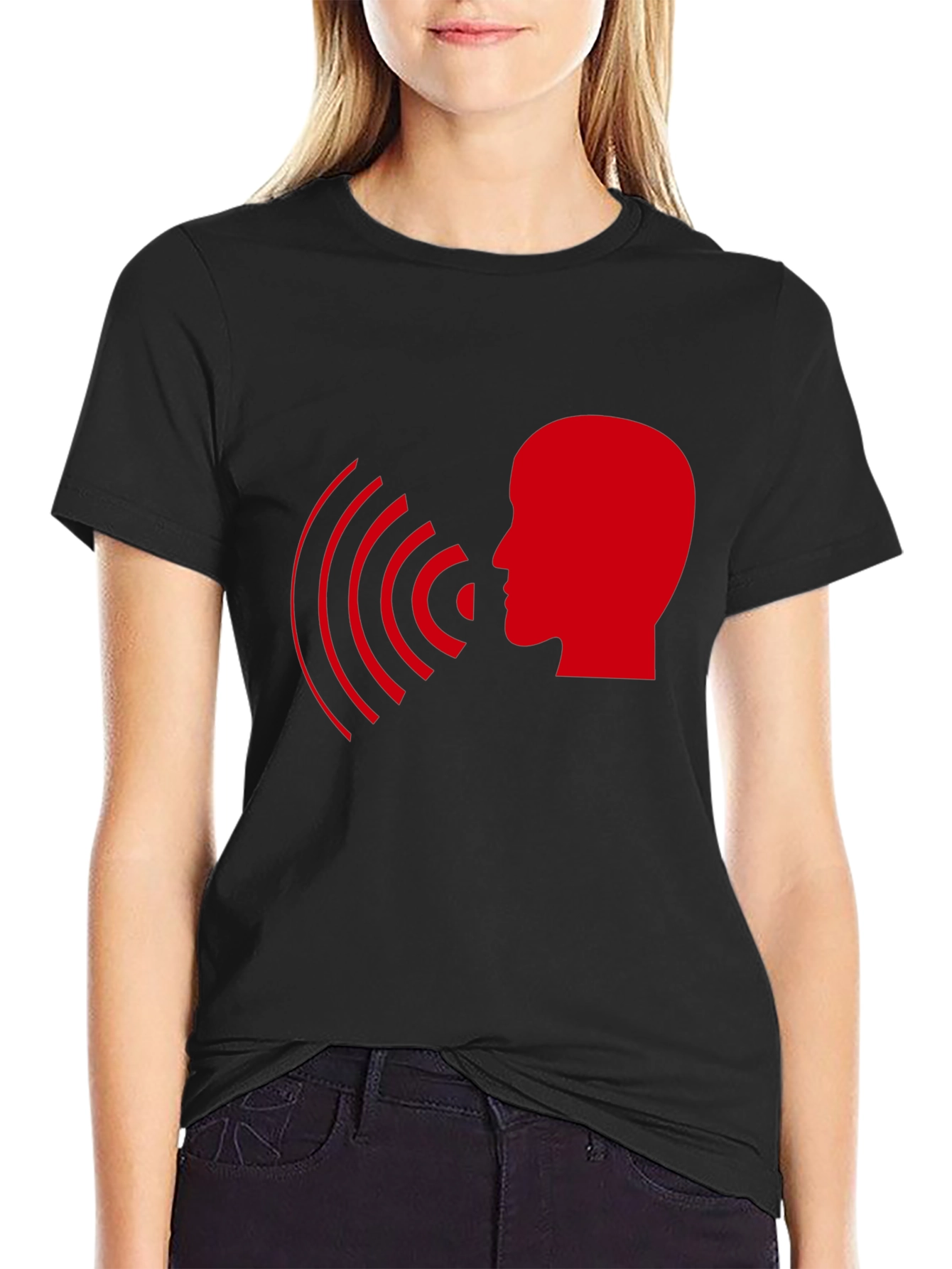 Statement T-Shirt - Red Head with Soundwaves Design