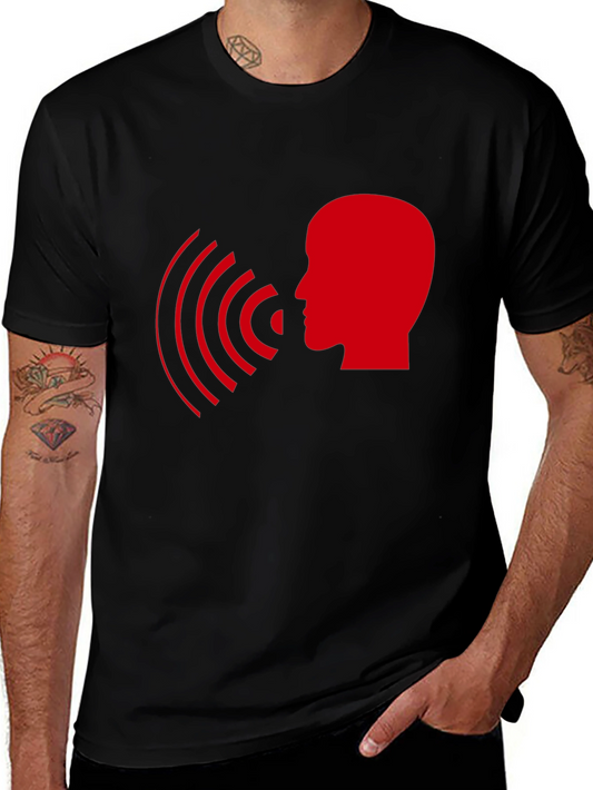 Statement T-Shirt - Red Head with Soundwaves Design