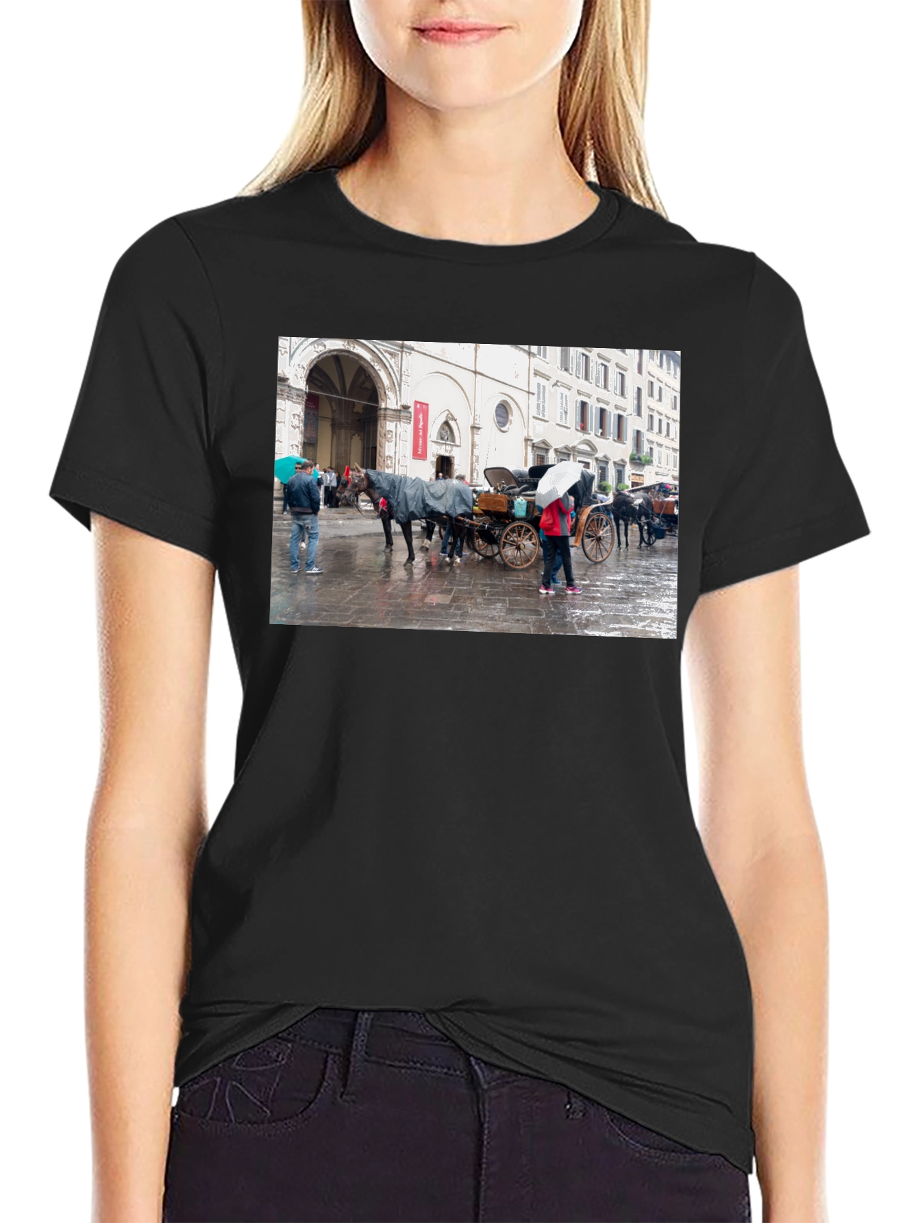 Horse Carriage Black T-Shirt