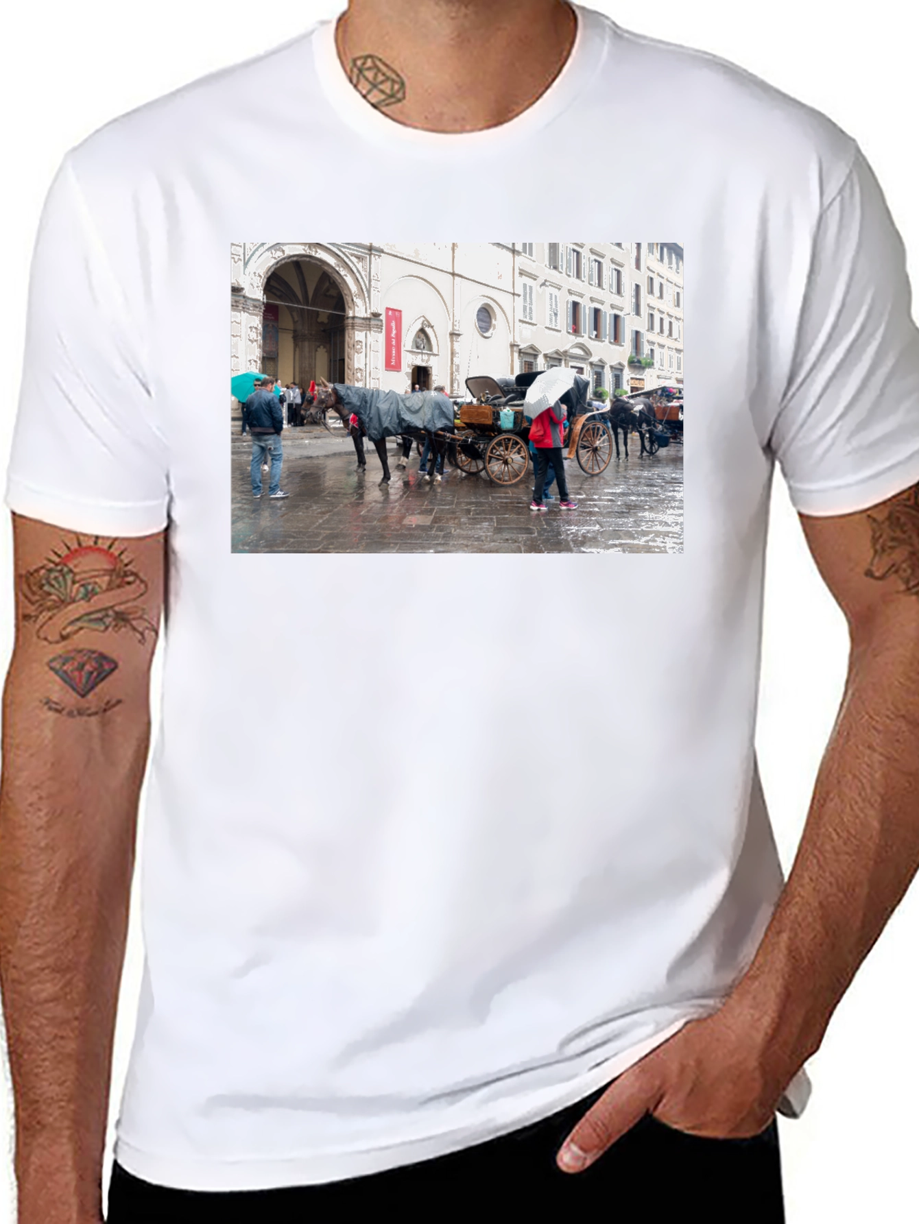 Horse Carriage Black T-Shirt