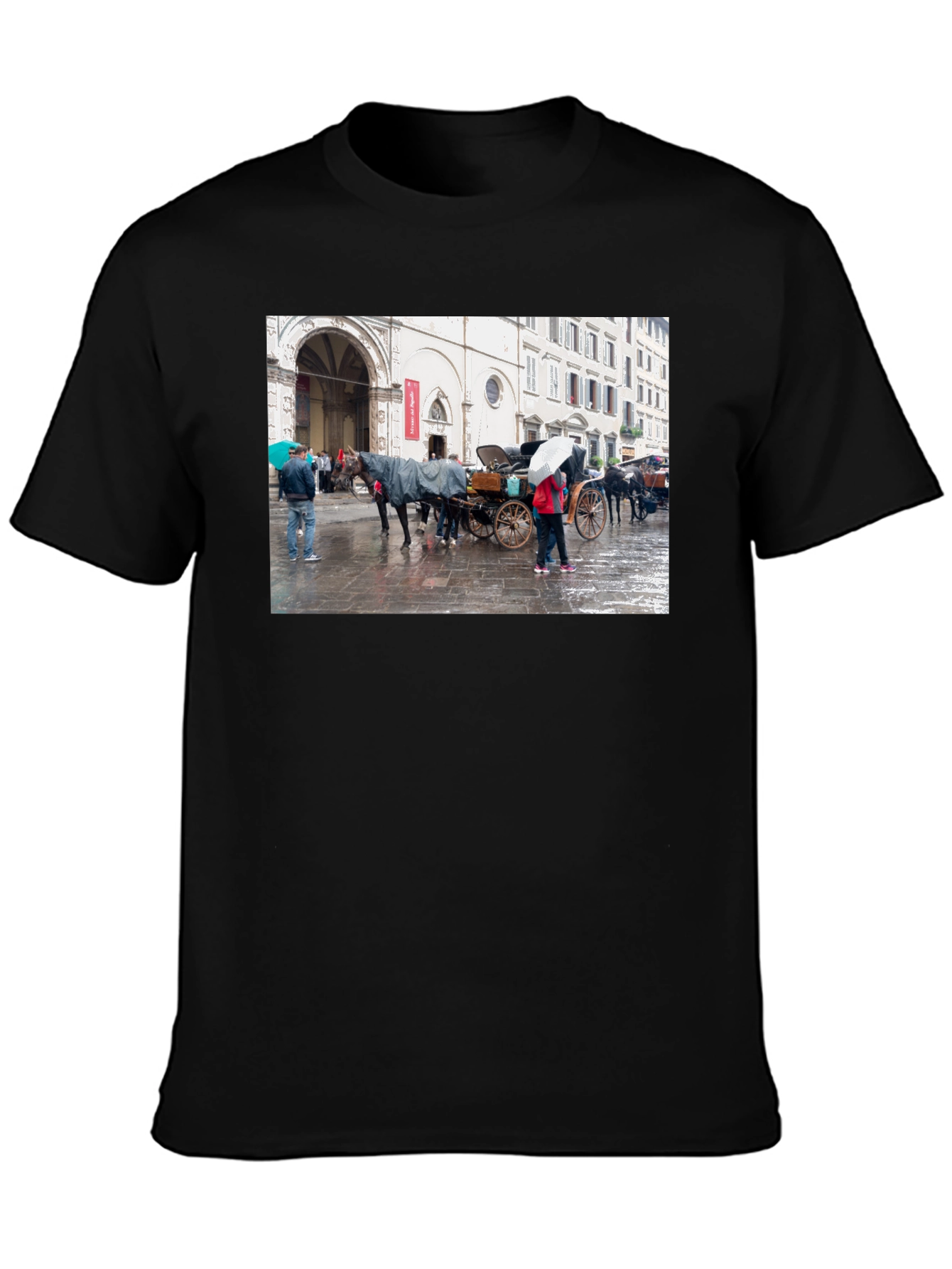 Horse Carriage Black T-Shirt