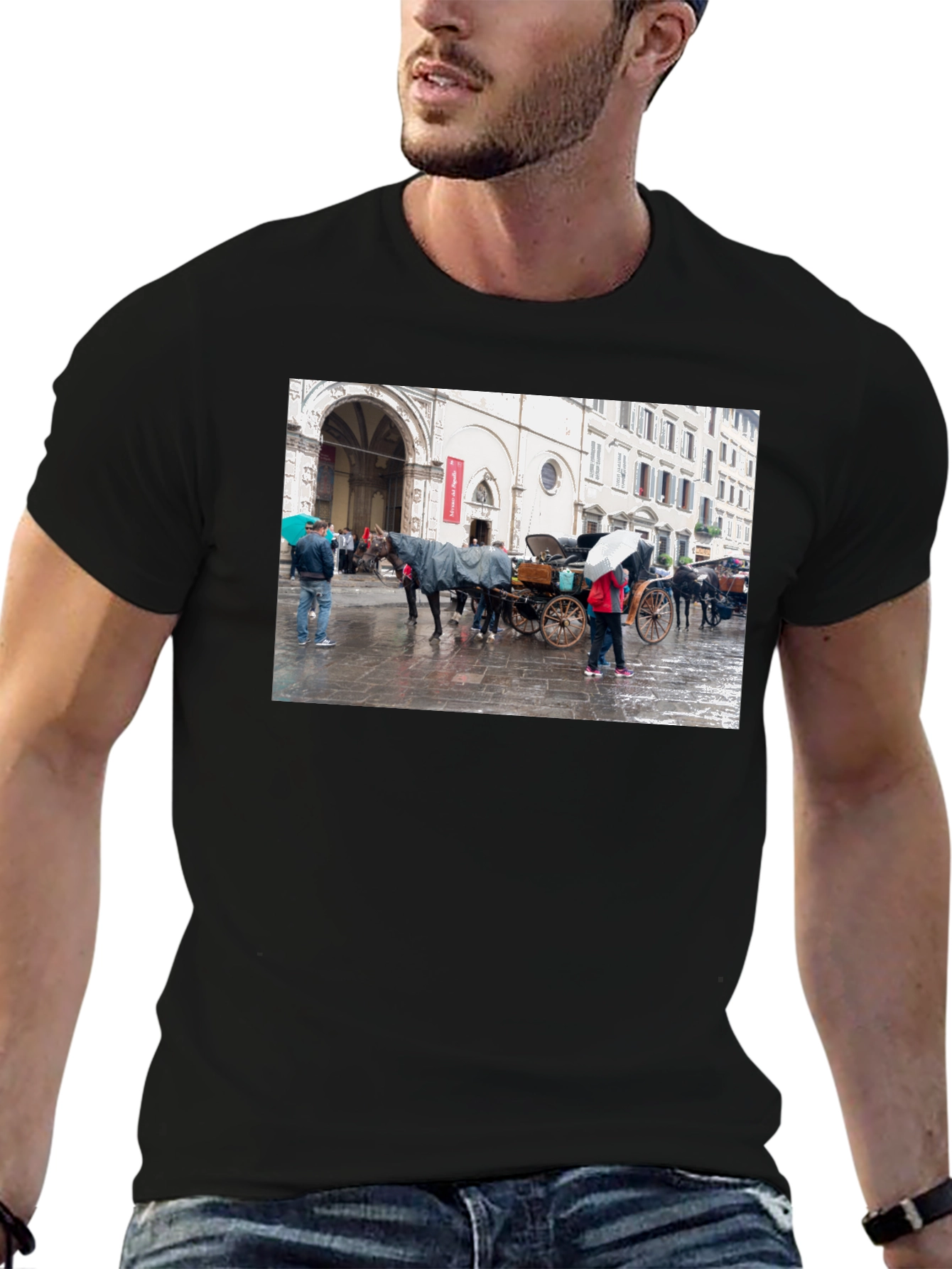 Horse Carriage Black T-Shirt