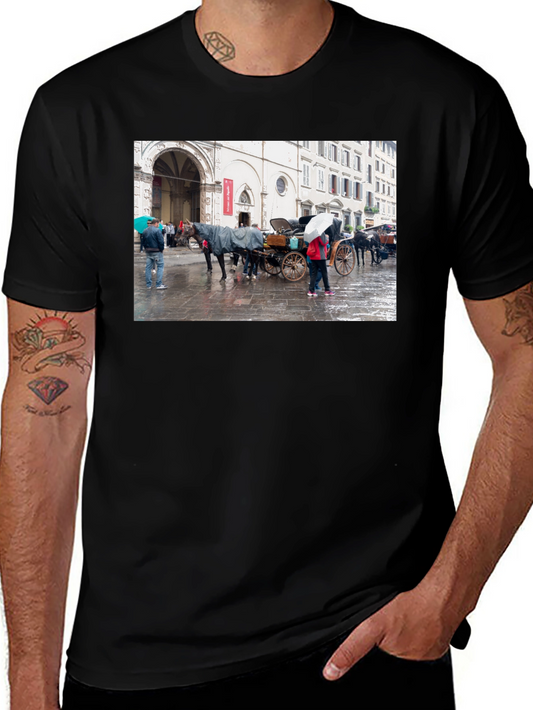Horse Carriage Black T-Shirt