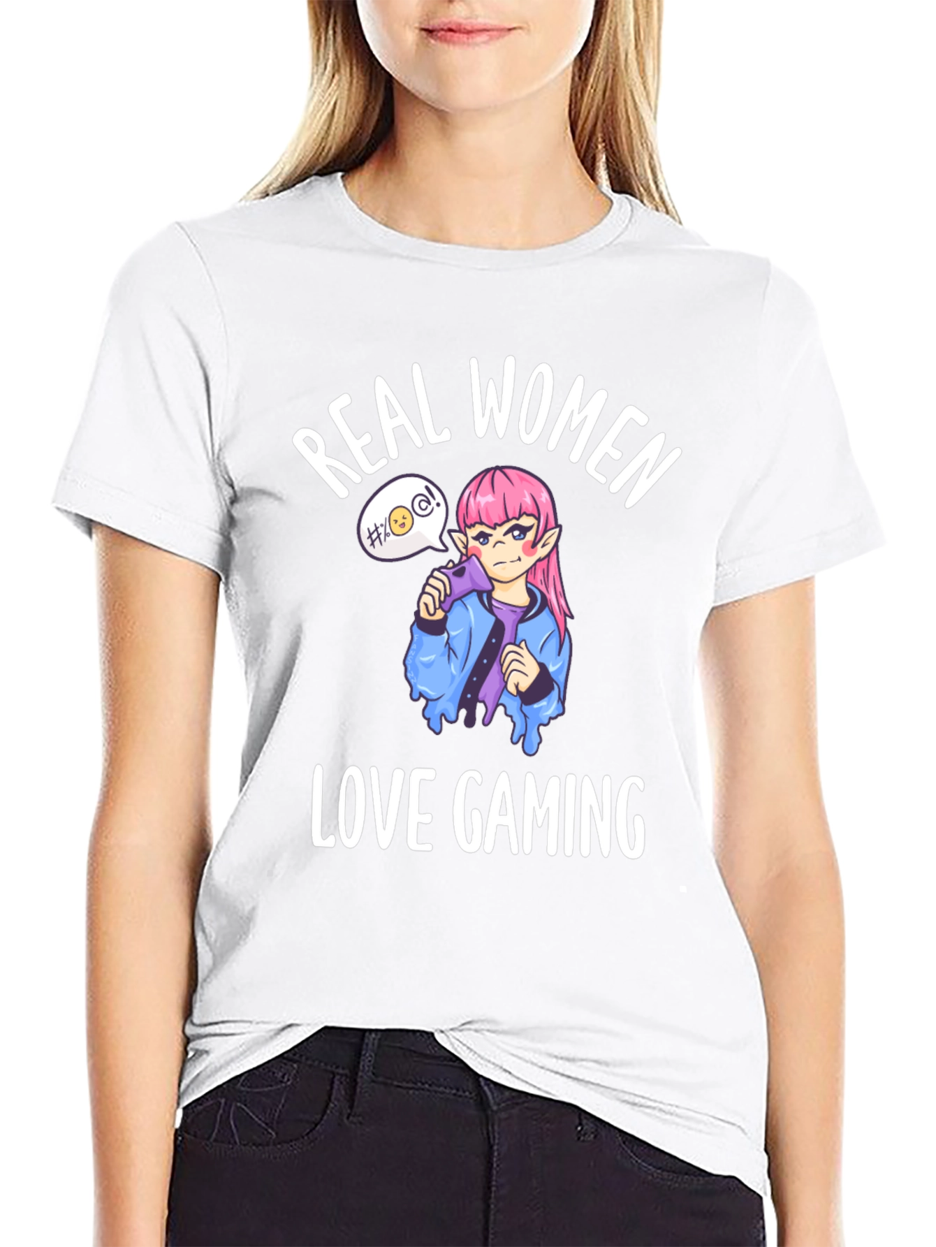 Real Women Love Gaming Black Graphic Tee