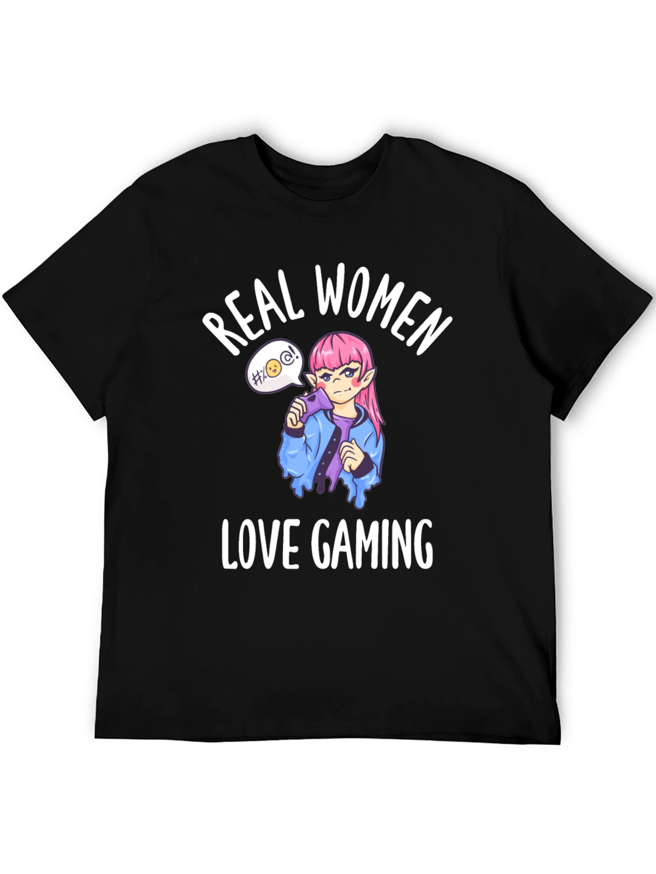 Real Women Love Gaming Black Graphic Tee