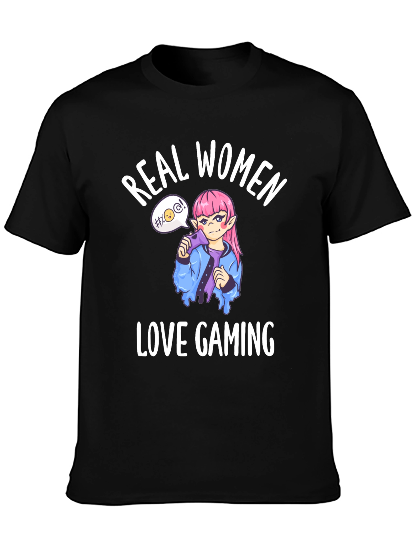 Real Women Love Gaming Black Graphic Tee
