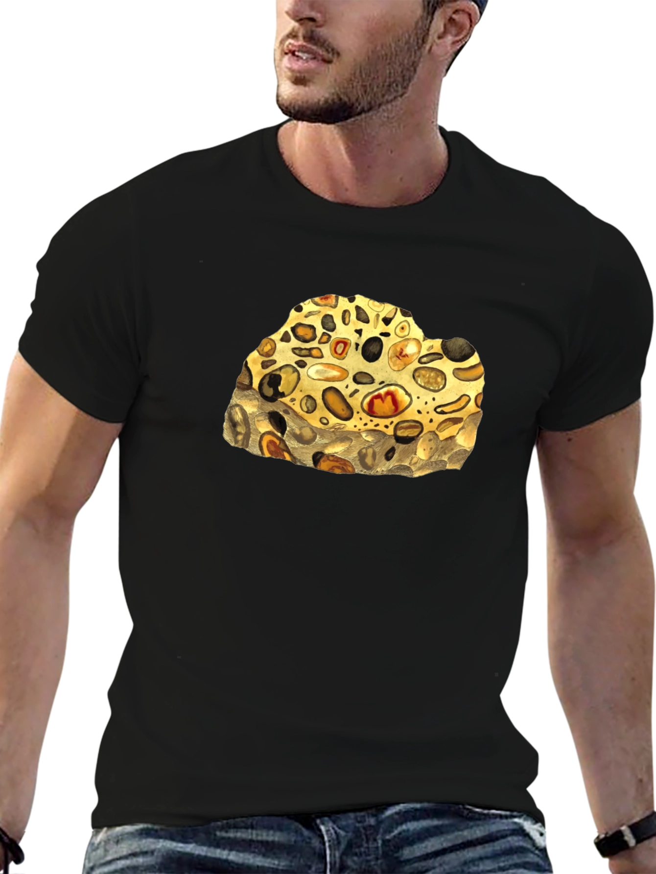 Conglomerate Rock Print T-Shirt - Unique Geology Tee
