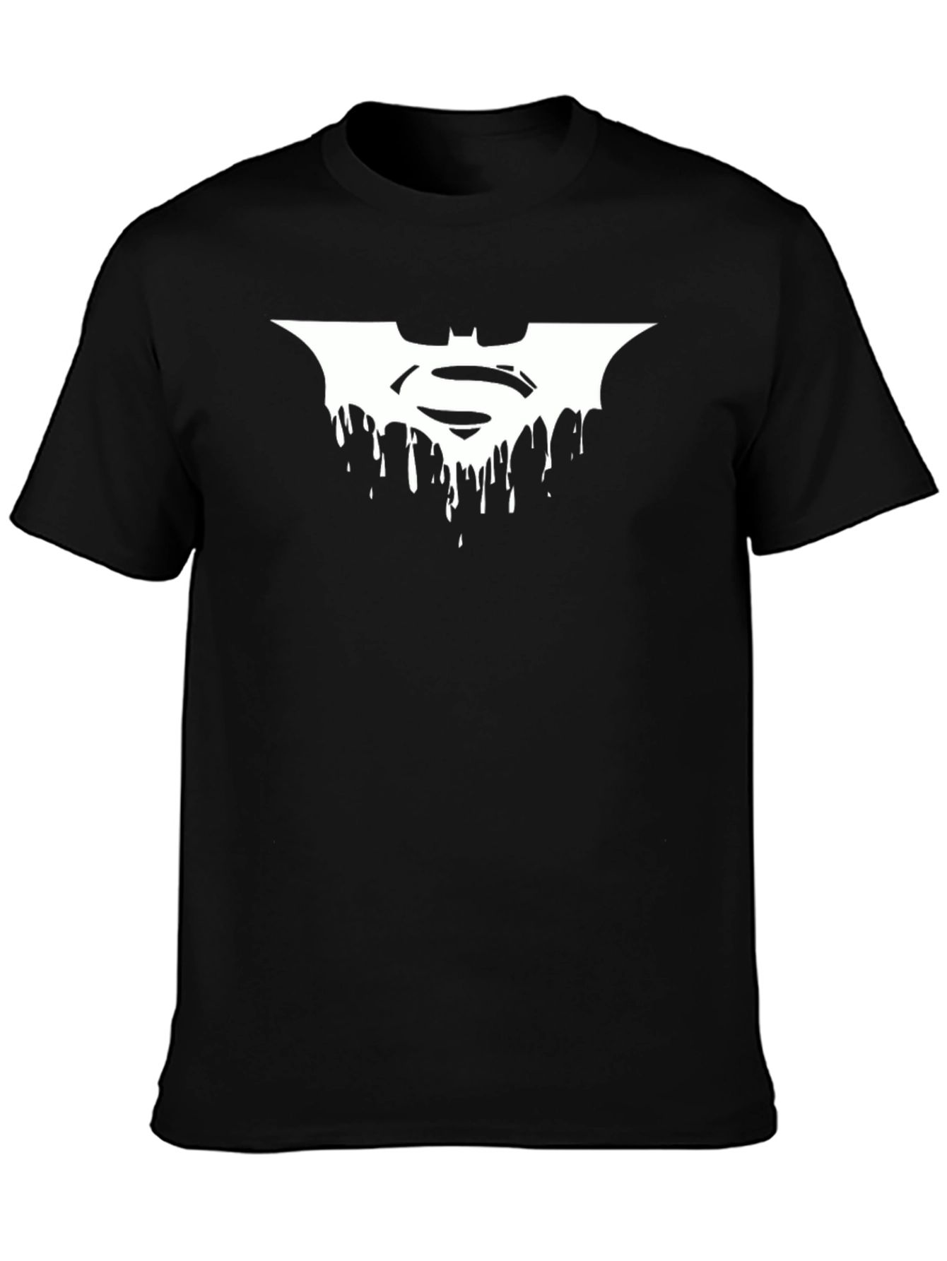 Batman Superman Dripping Logo Black T-Shirt