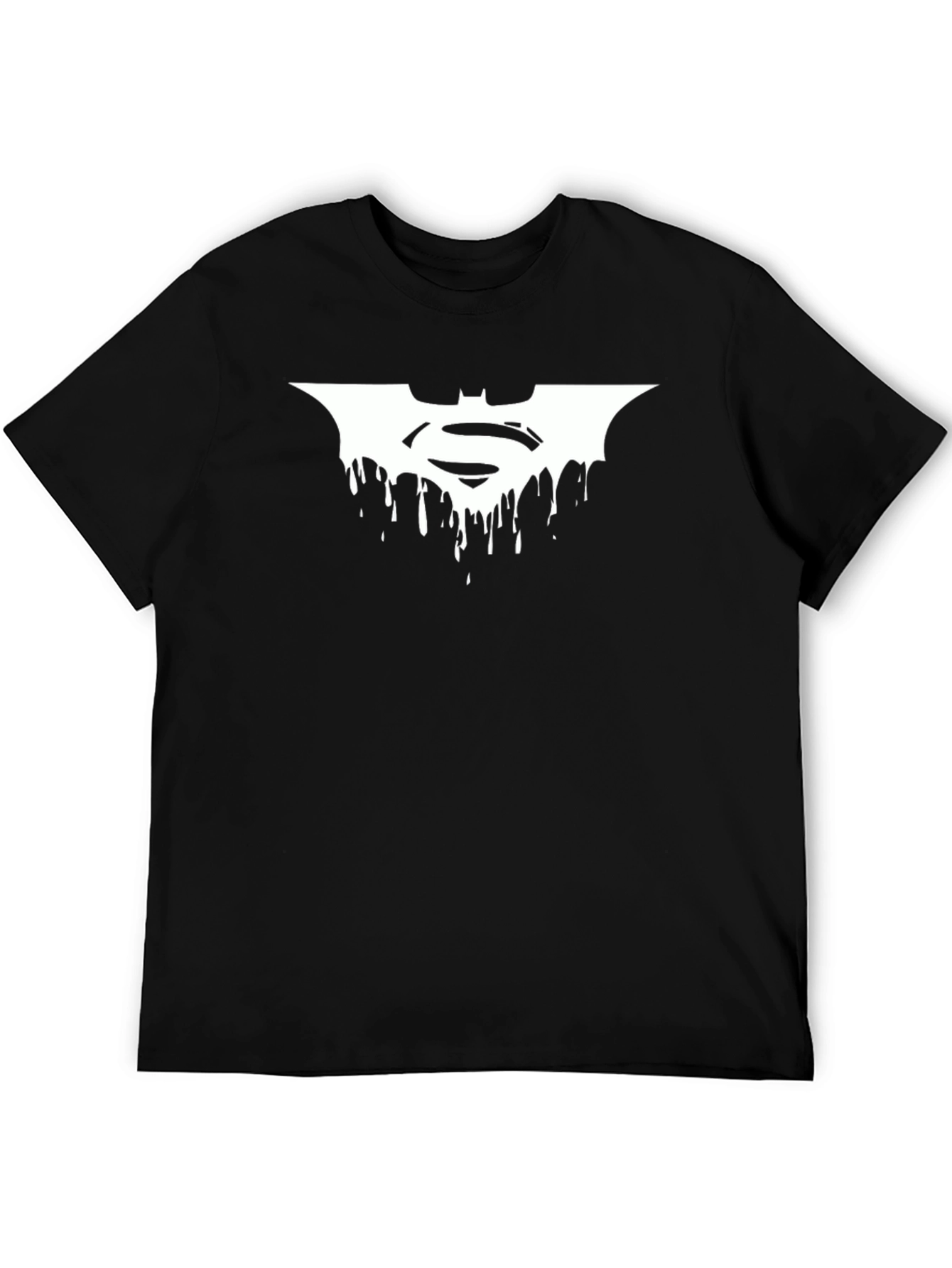 Batman Superman Dripping Logo Black T-Shirt