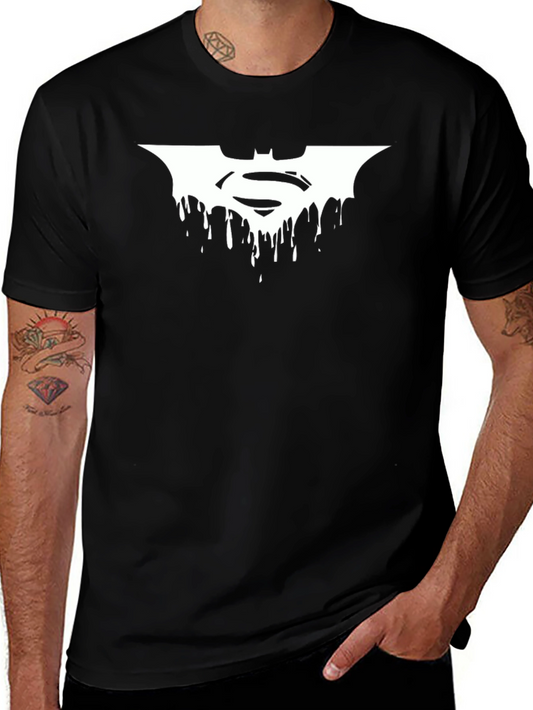 Batman Superman Dripping Logo Black T-Shirt