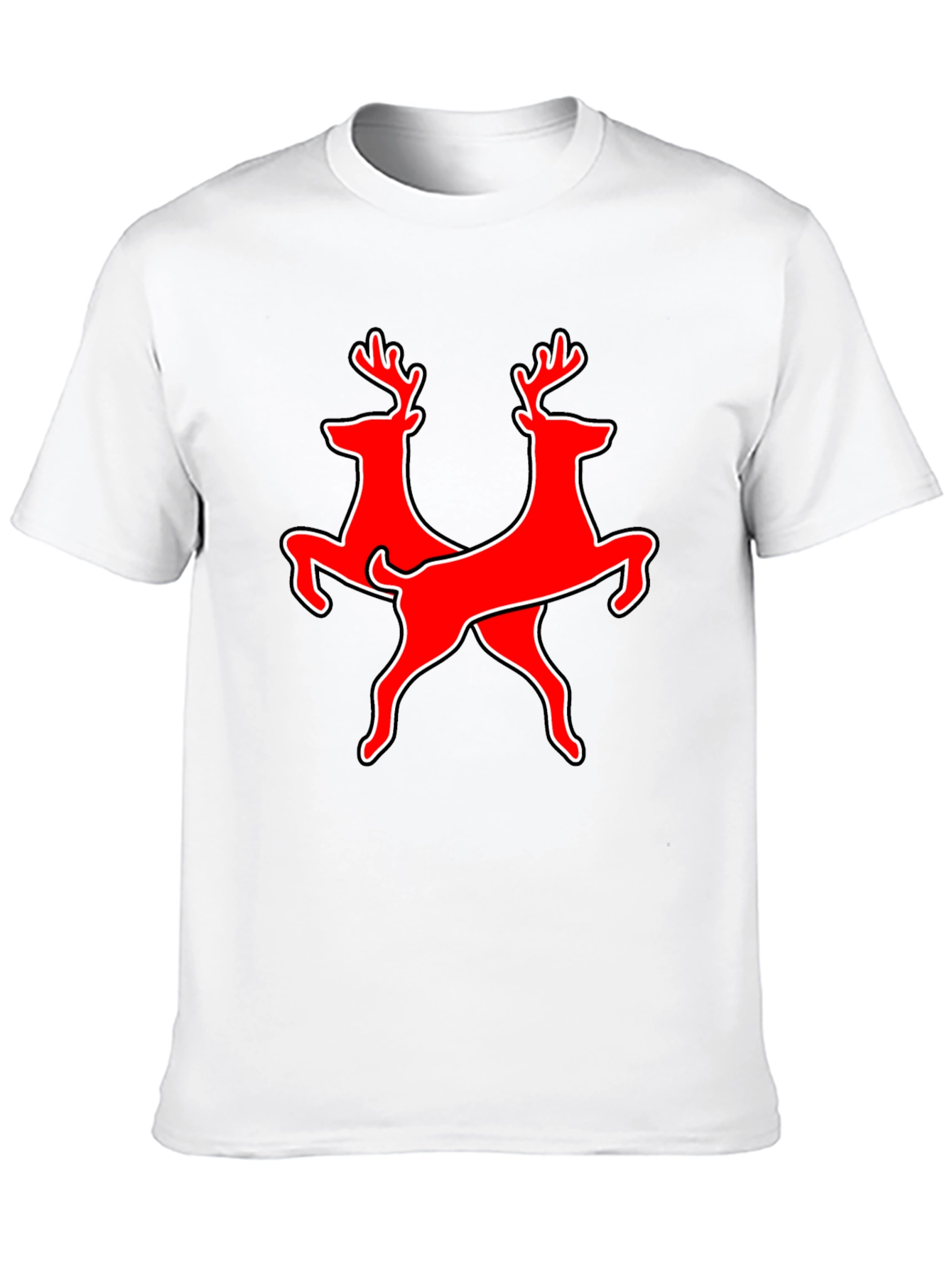 Twin Deer Graphic Tee - Black Cotton T-Shirt