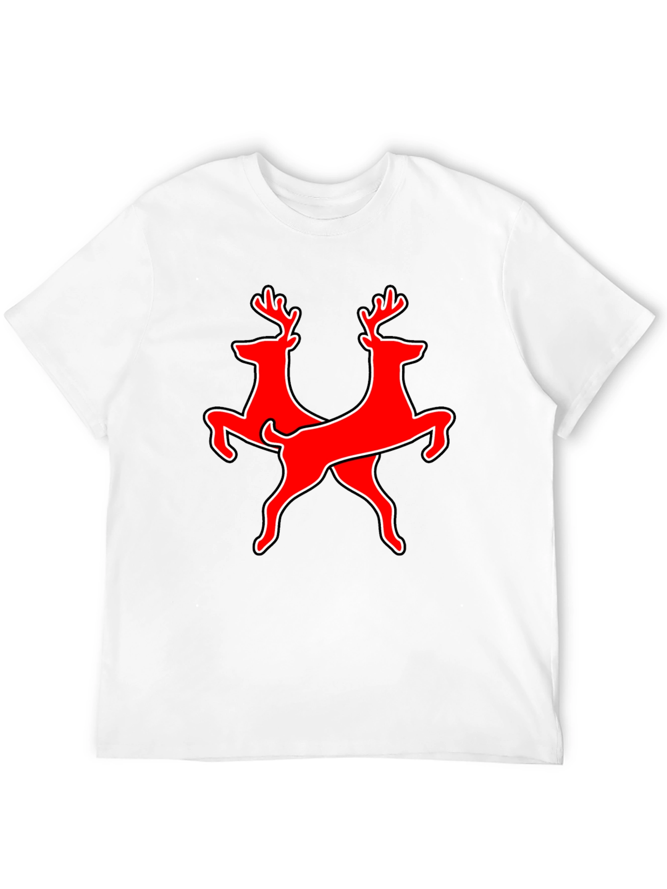 Twin Deer Graphic Tee - Black Cotton T-Shirt