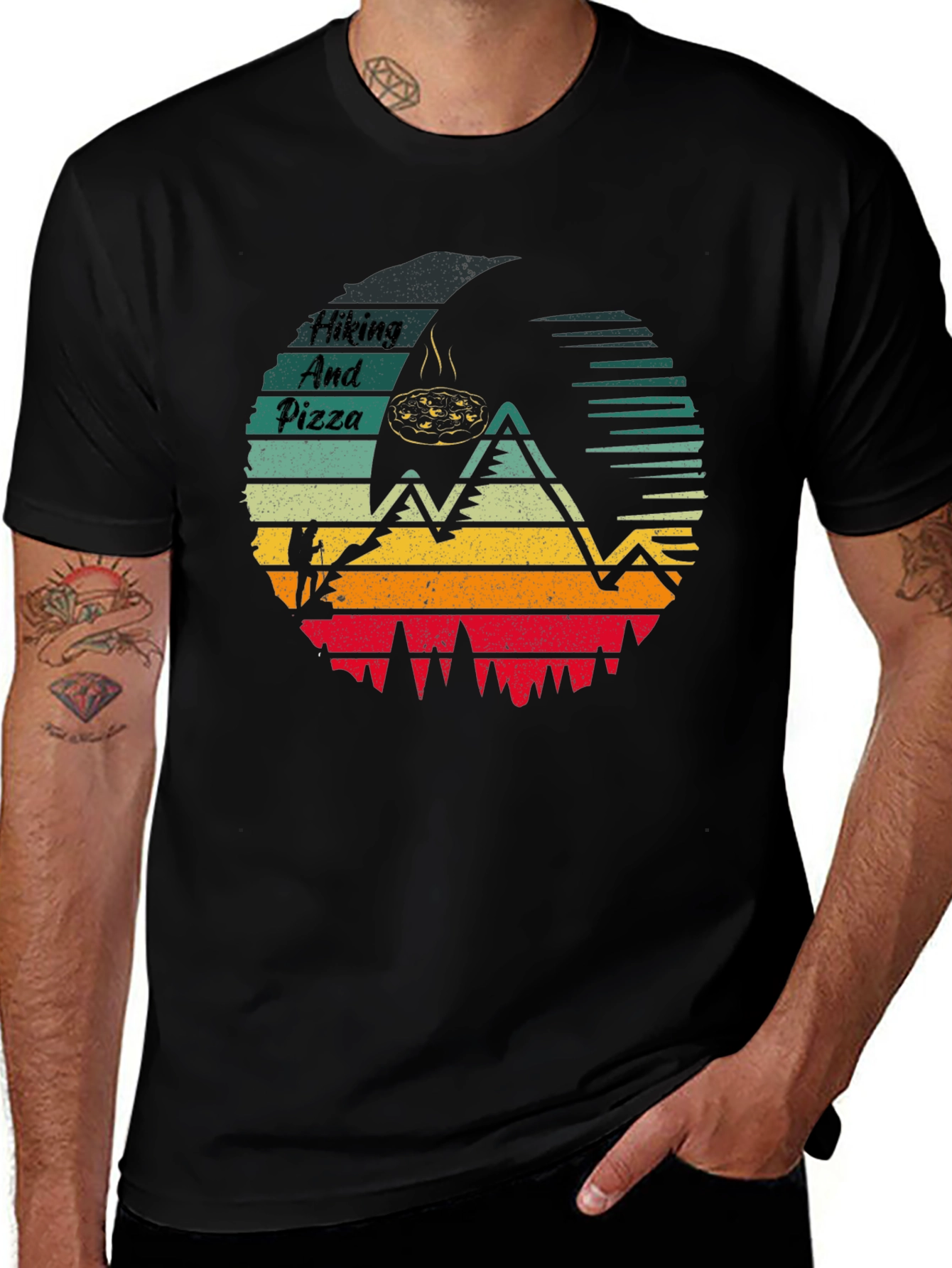 Hiking and Pizza T-Shirt Adventure Design