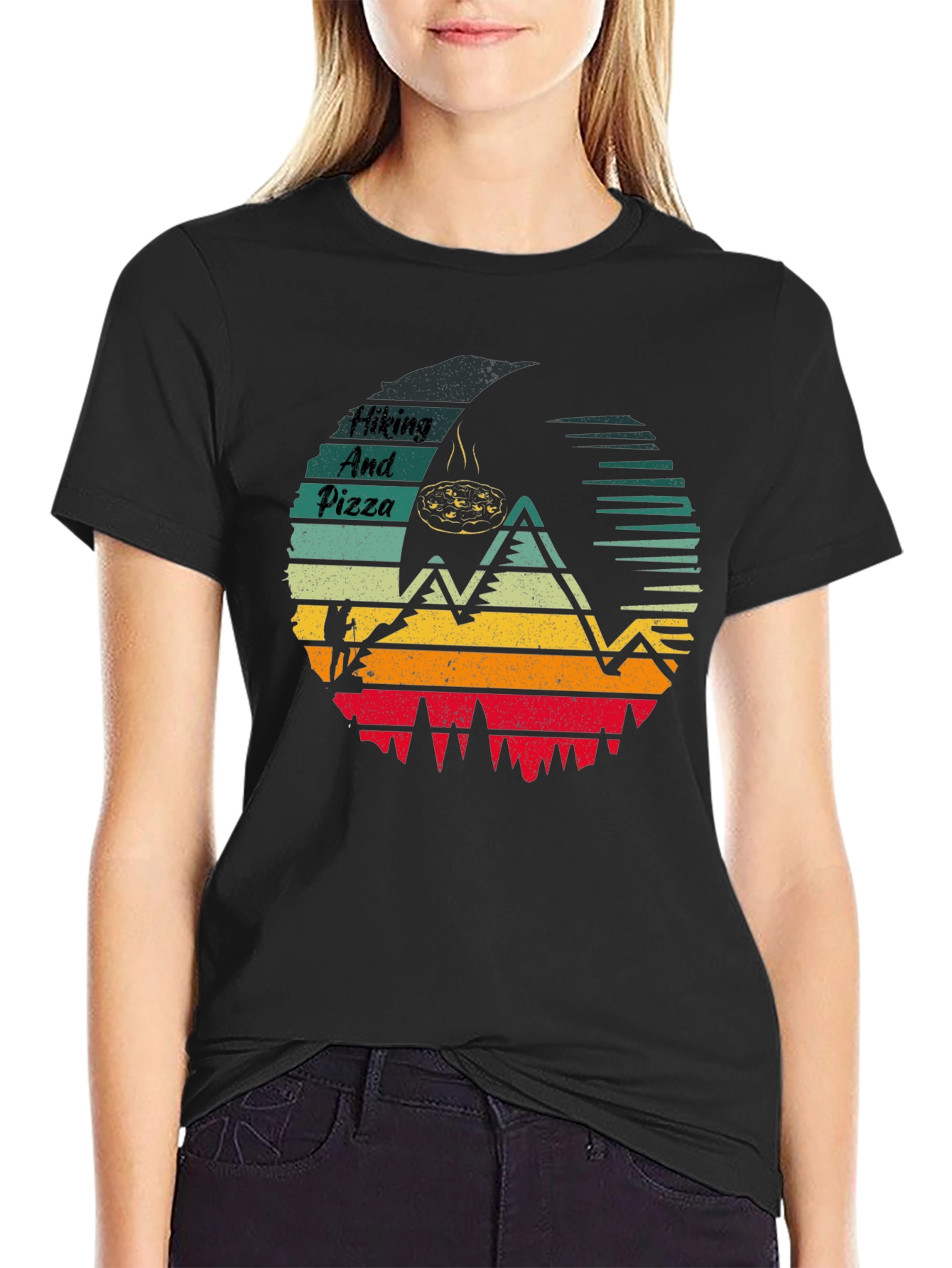 Hiking and Pizza T-Shirt Adventure Design