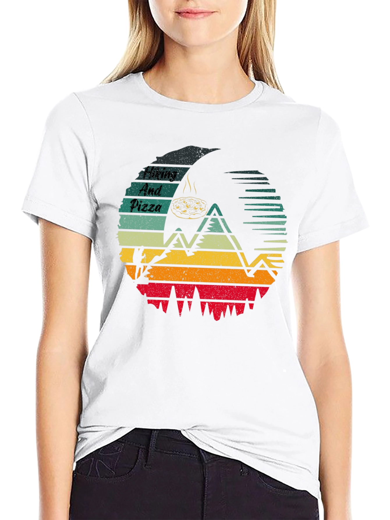 Hiking and Pizza T-Shirt Adventure Design