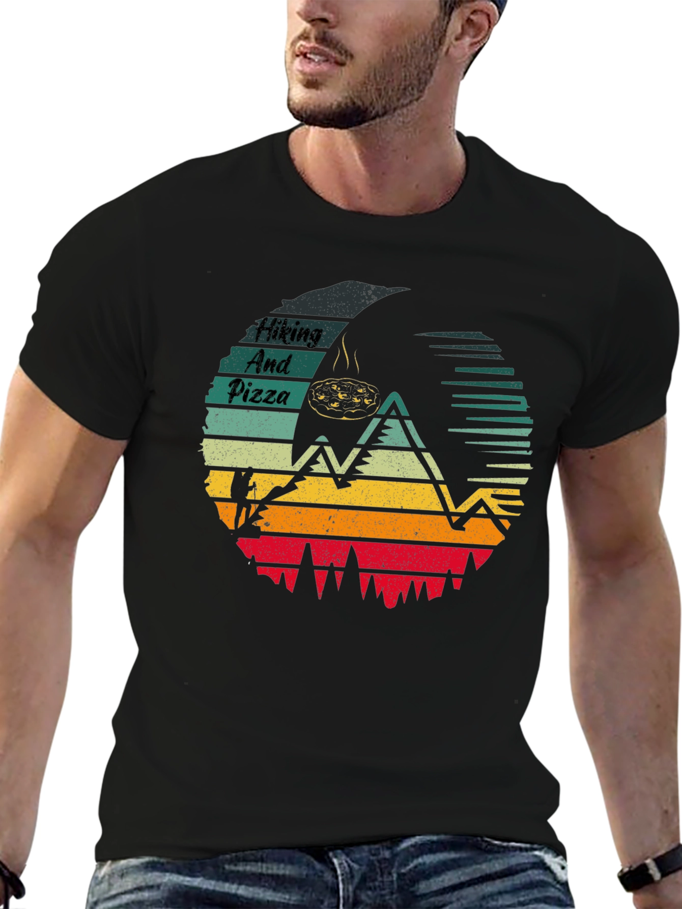 Hiking and Pizza T-Shirt Adventure Design