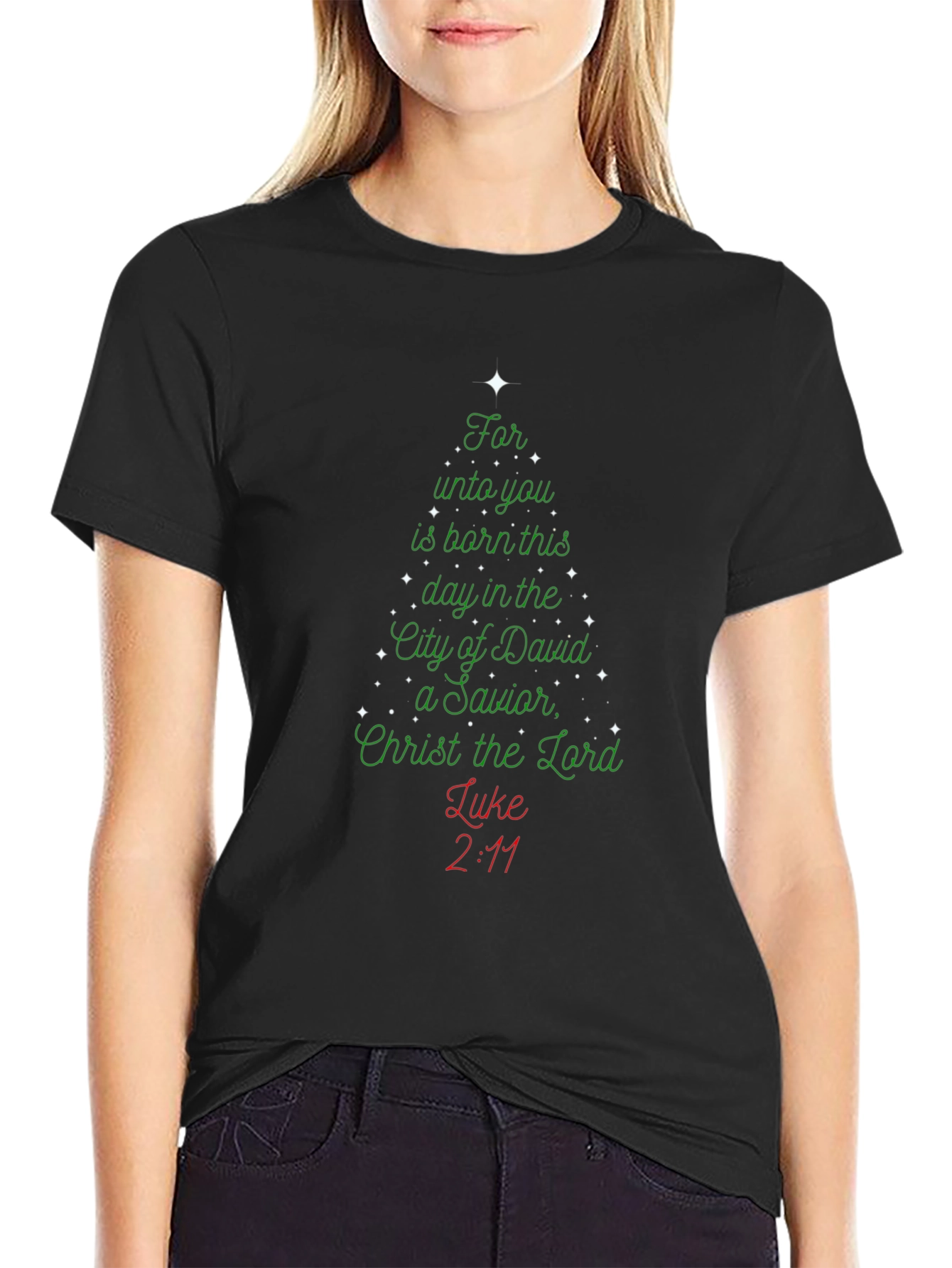 Christmas Scripture Black T-Shirt