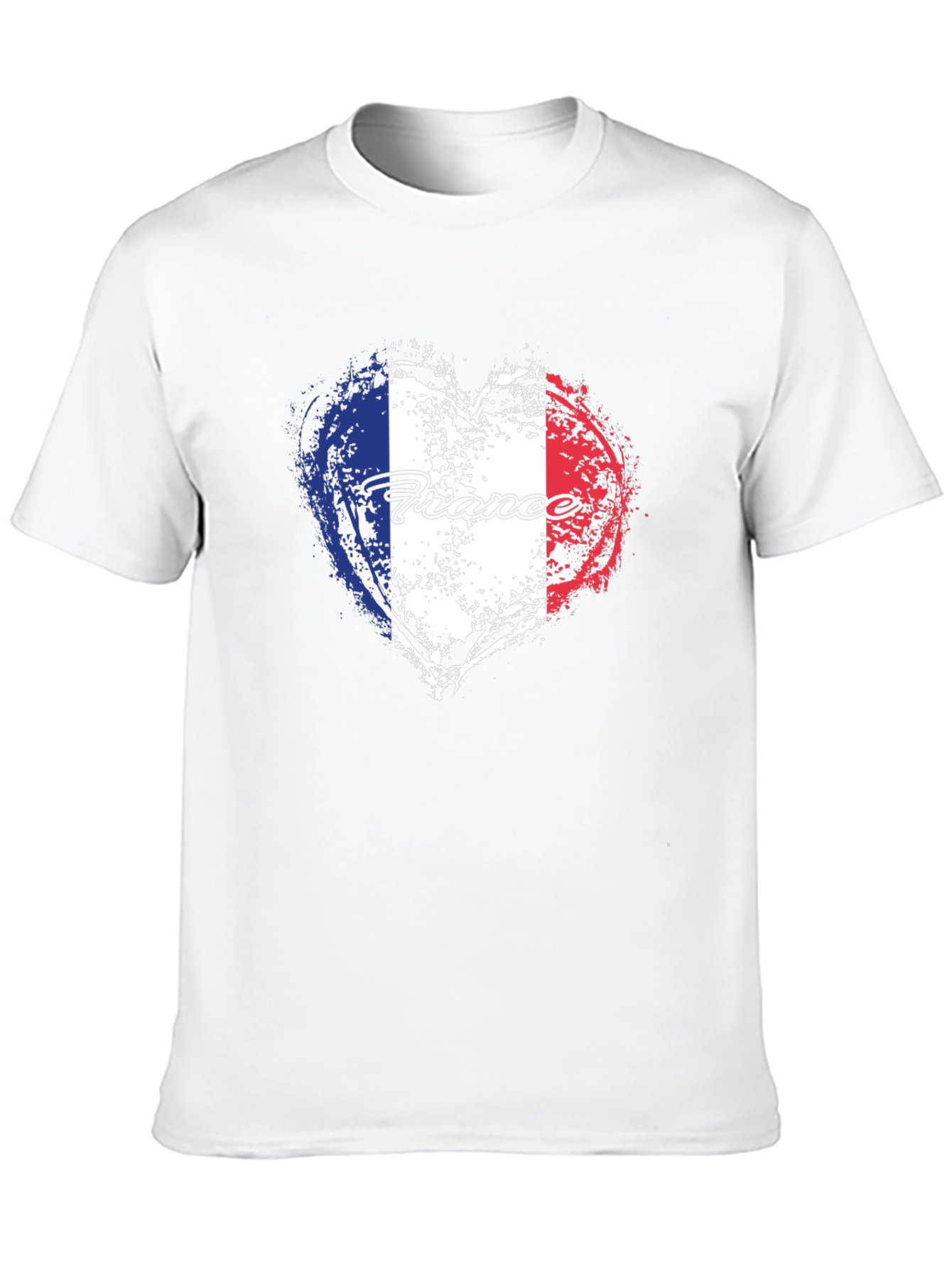 France Flag Heart T-Shirt - Black Graphic Tee