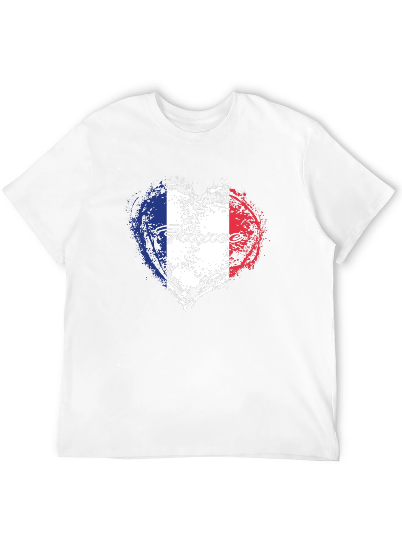 France Flag Heart T-Shirt - Black Graphic Tee