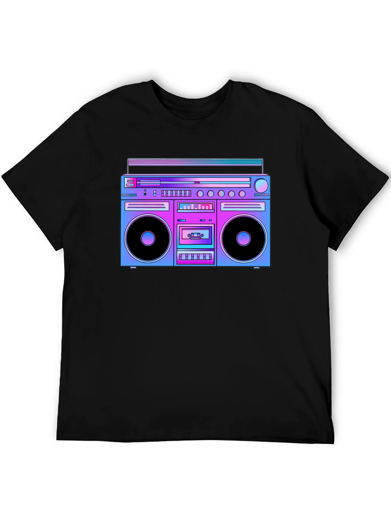 Retro Boombox Graphic T-Shirt - Black