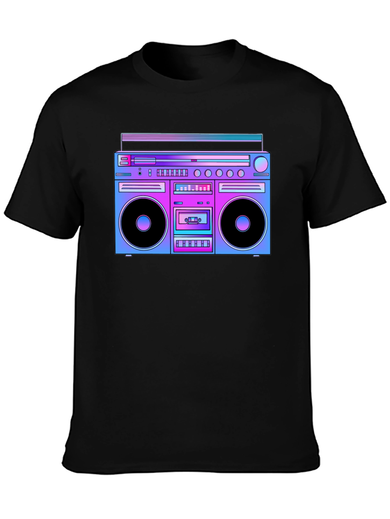 Retro Boombox Graphic T-Shirt - Black