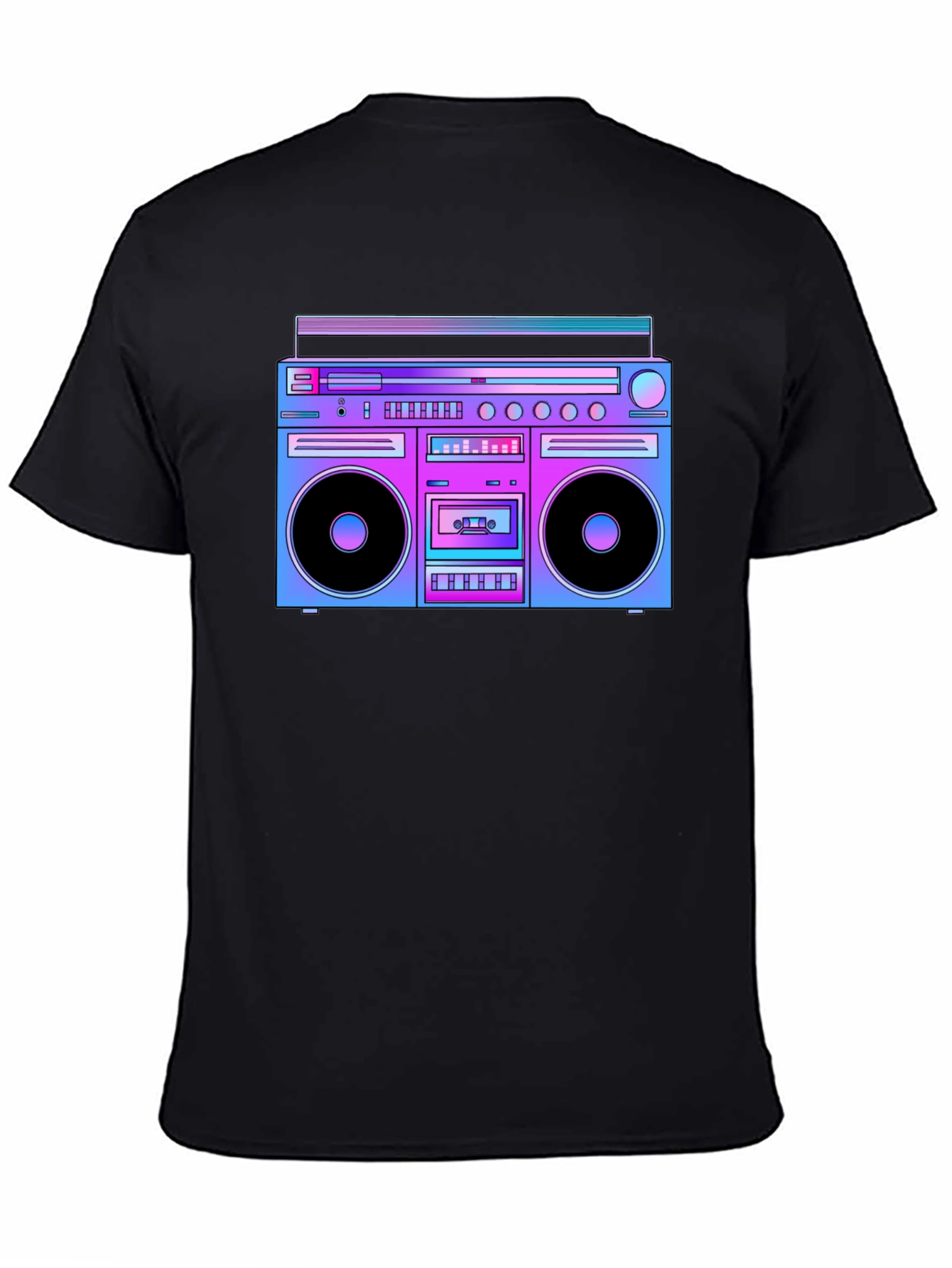 Retro Boombox Graphic T-Shirt - Black
