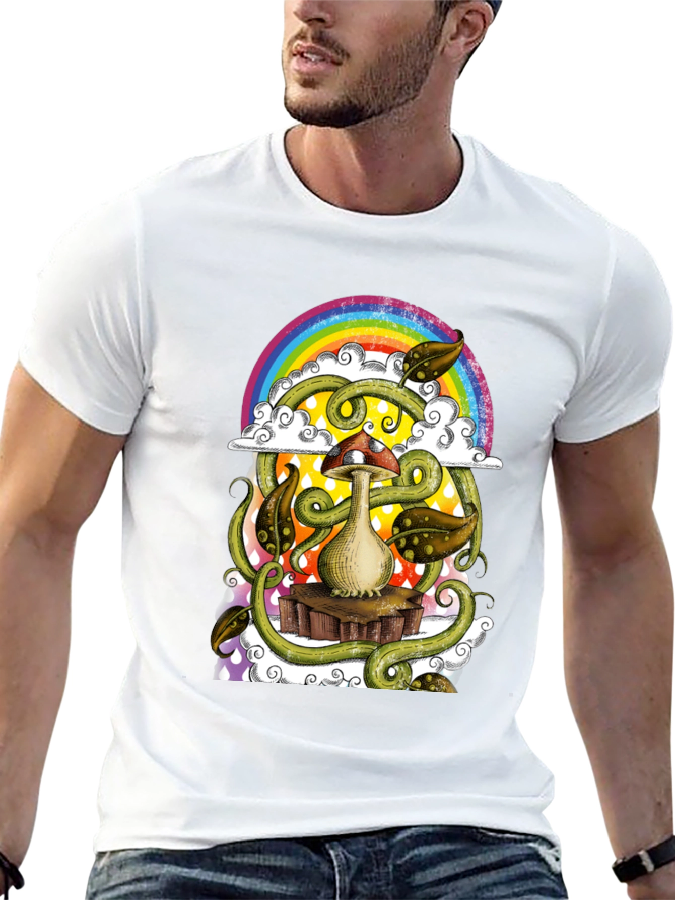 Mushroom Rainbow T-Shirt - Groovy Psychedelic Tee