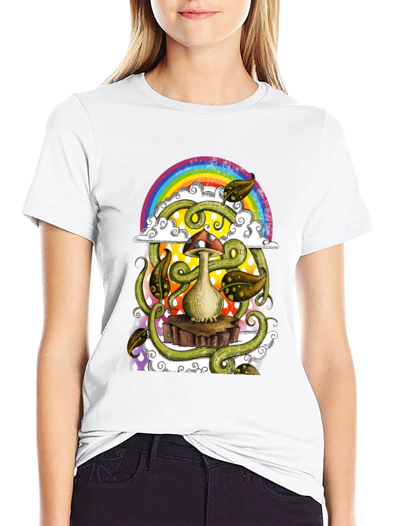 Mushroom Rainbow T-Shirt - Groovy Psychedelic Tee