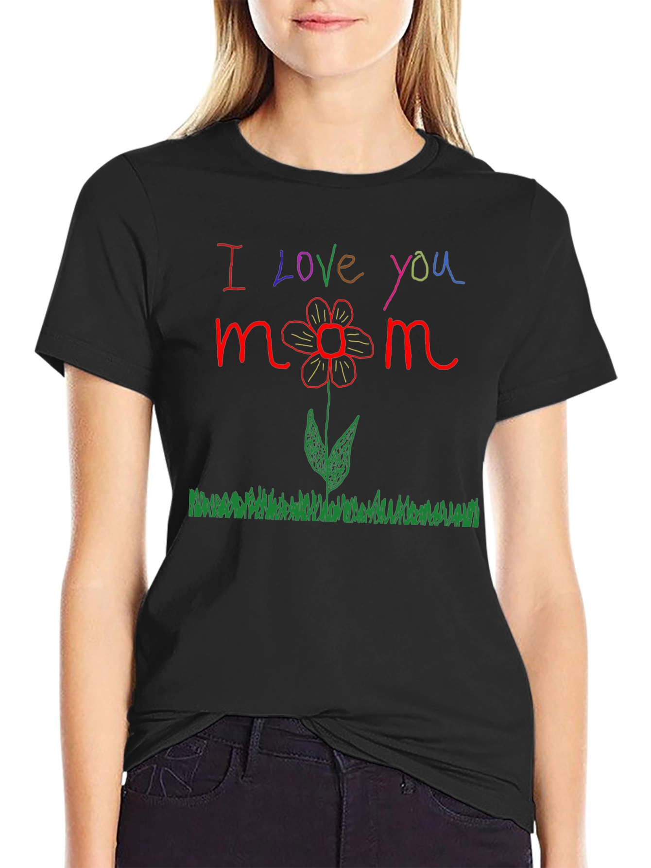 I Love You Mom Flower Graphic T-Shirt - Unisex