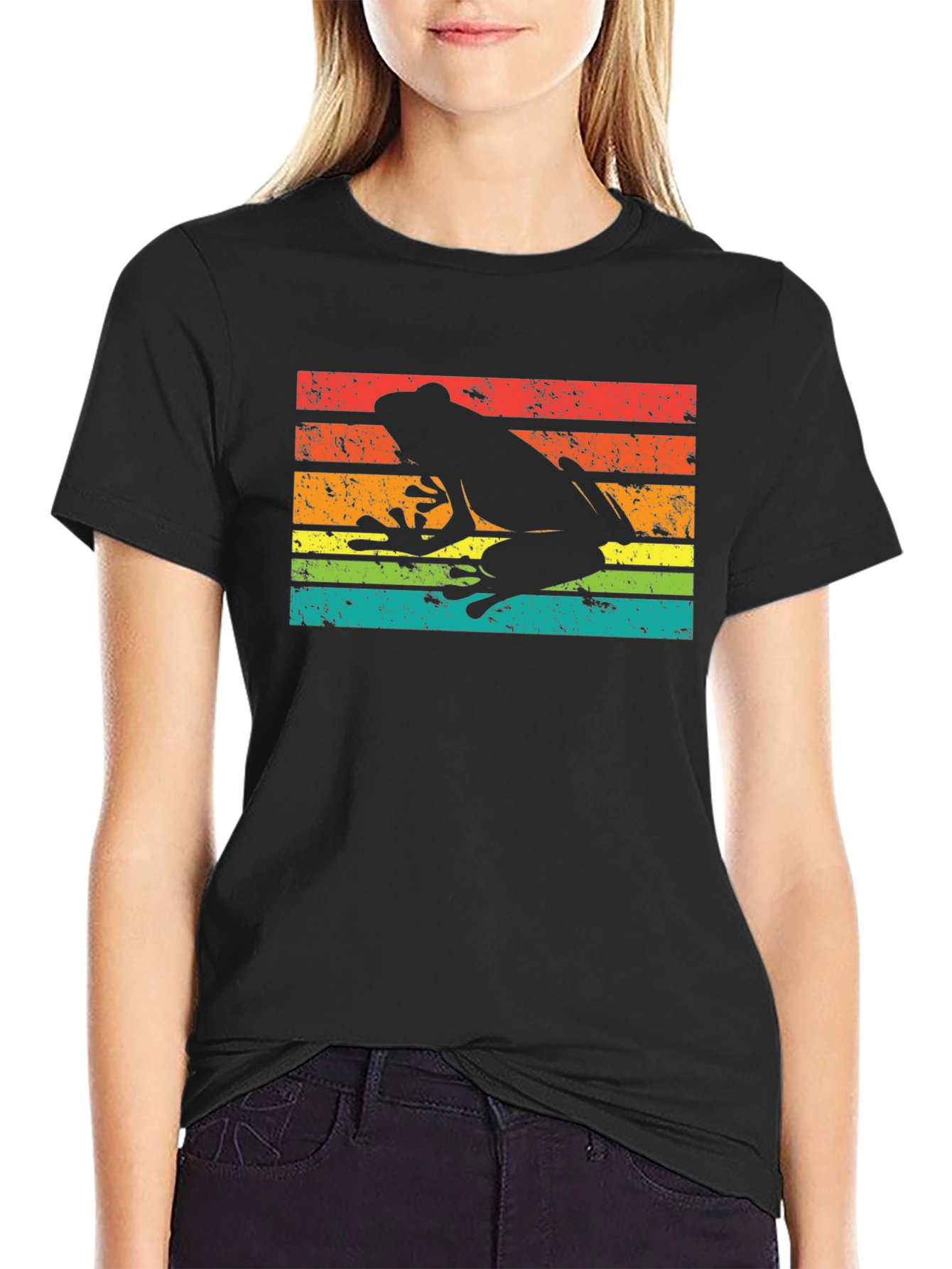 Retro Frog Silhouette Graphic T-Shirt