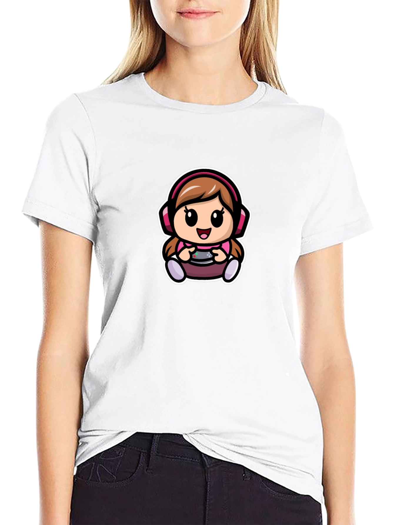 Gamer Girl T-Shirt - Cute Cartoon Gaming Tee