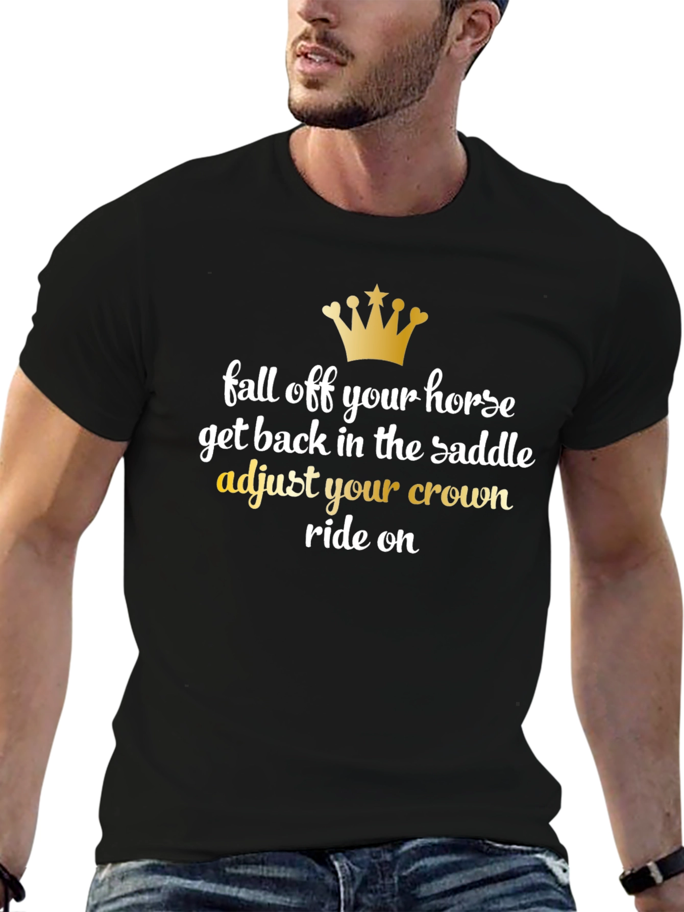 Fall Off Your Horse Crown Graphic Tee